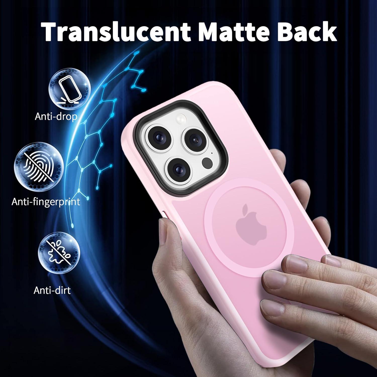 imageCACOE Magnetic Case for iPhone 16 61 inch Compatible with MagSafe Thin Slim Fit AntiFingerprint Shockproof Bumper TPU Protective Cover for Women Men GirlsMatte BlackPink