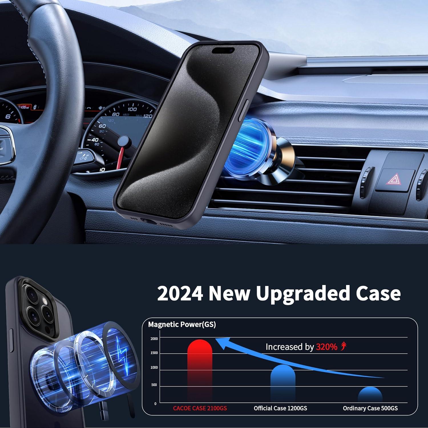 imageCACOE Magnetic Case for iPhone 16 61 inch Compatible with MagSafe Thin Slim Fit AntiFingerprint Shockproof Bumper TPU Protective Cover for Women Men GirlsMatte BlackDark Blue