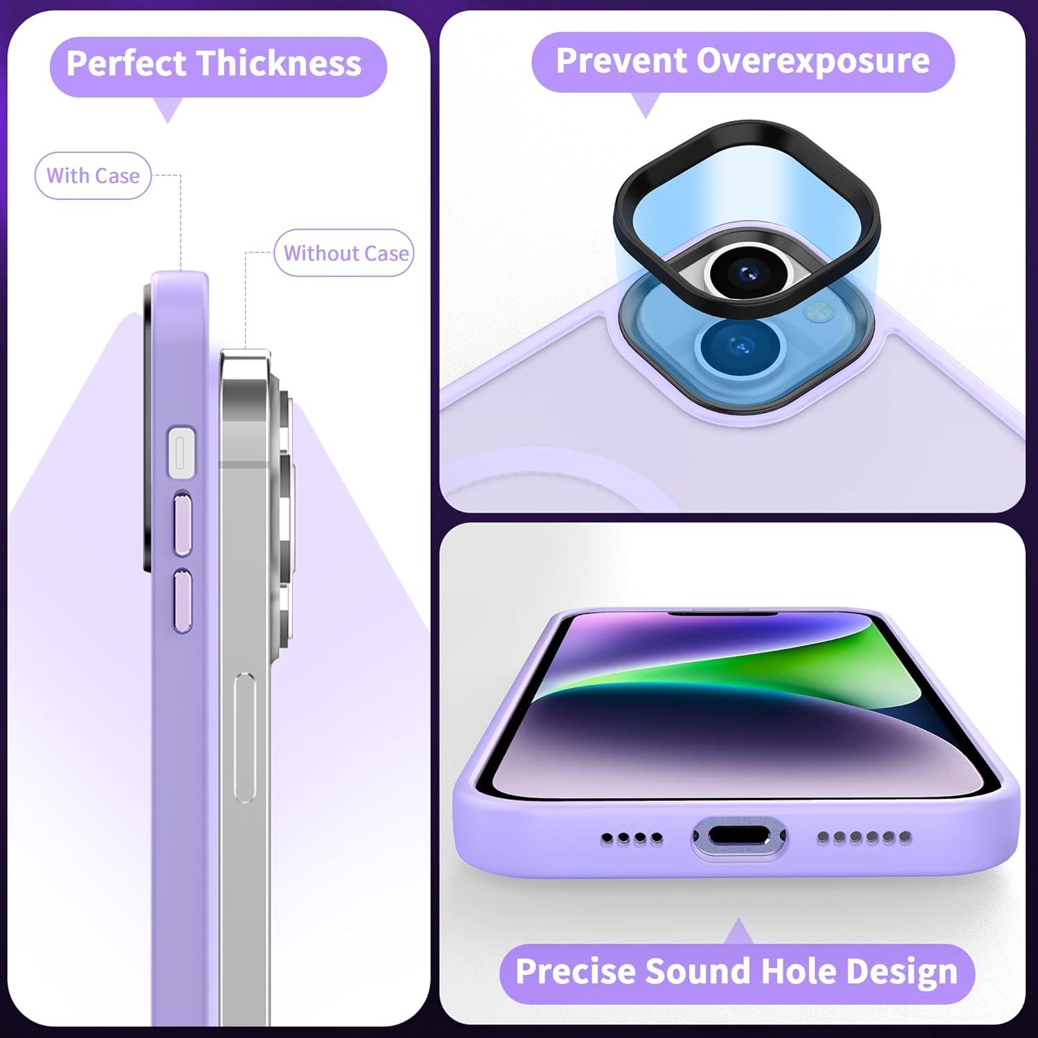 imageCACOE Magnetic Case for iPhone 16 61 inch Compatible with MagSafe Thin Slim Fit AntiFingerprint Shockproof Bumper TPU Protective Cover for Women Men GirlsMatte BlackLight Purple