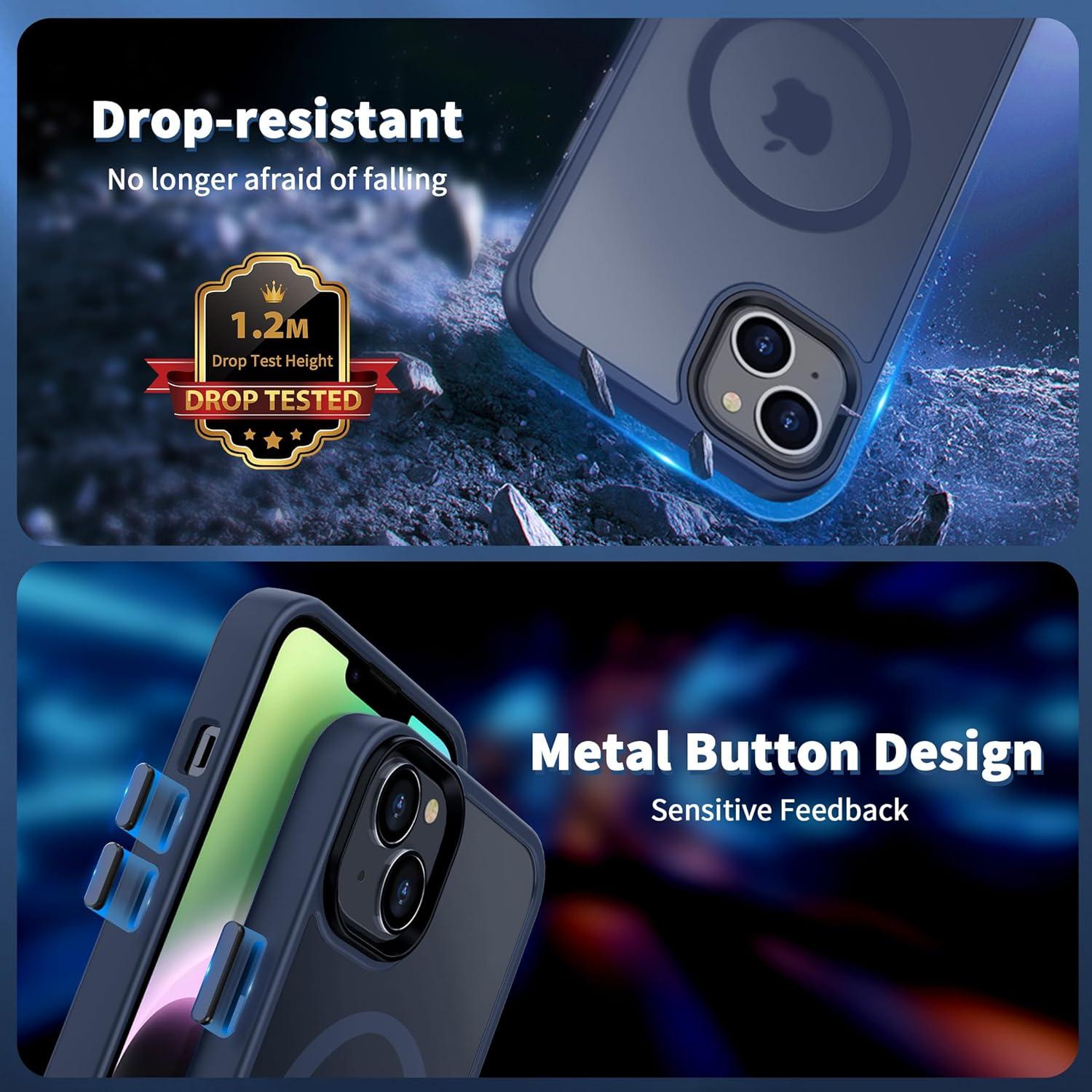 imageCACOE Magnetic Case for iPhone 16 61 inch Compatible with MagSafe Thin Slim Fit AntiFingerprint Shockproof Bumper TPU Protective Cover for Women Men GirlsMatte BlackDark Blue