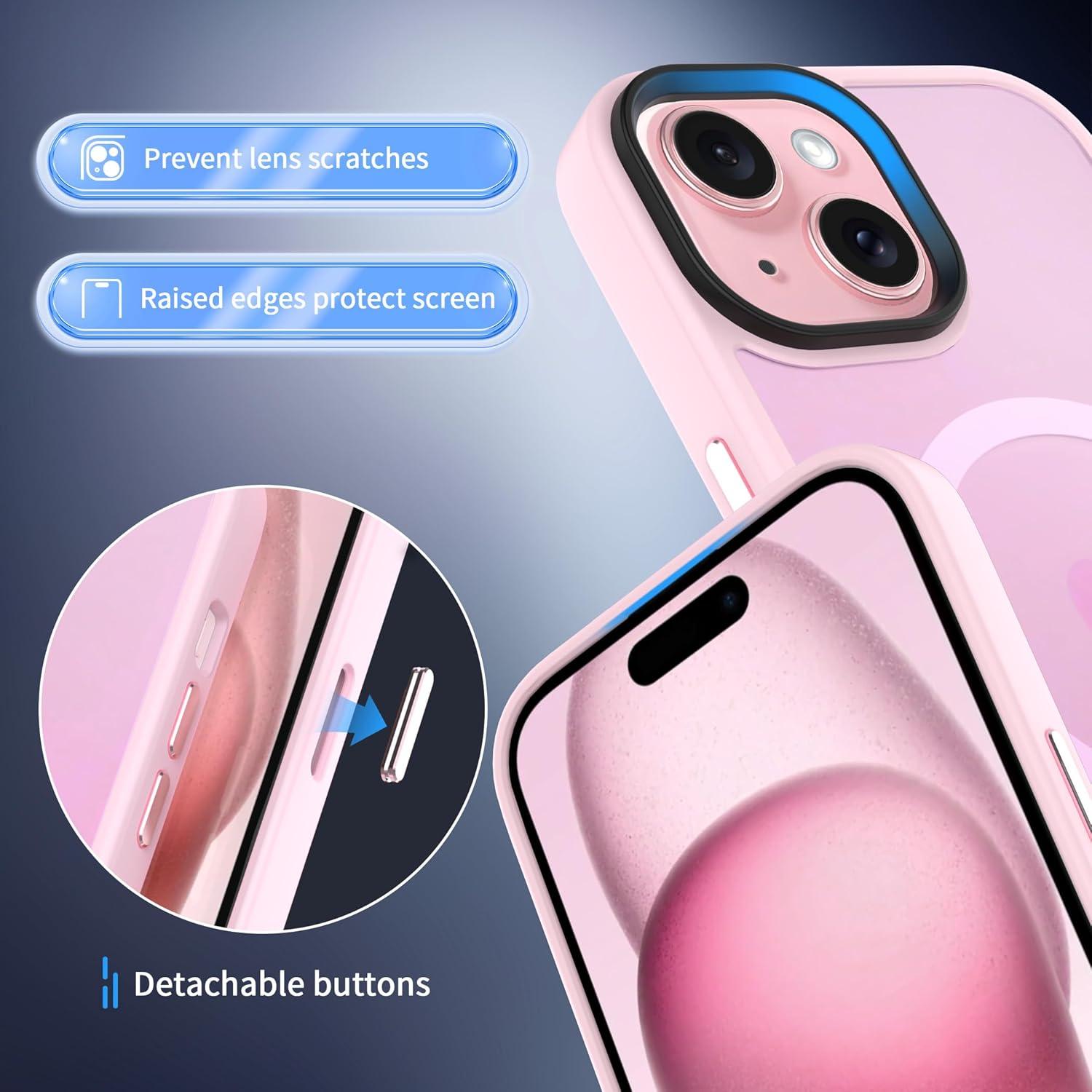 imageCACOE Magnetic Case for iPhone 16 61 inch Compatible with MagSafe Thin Slim Fit AntiFingerprint Shockproof Bumper TPU Protective Cover for Women Men GirlsMatte BlackPink