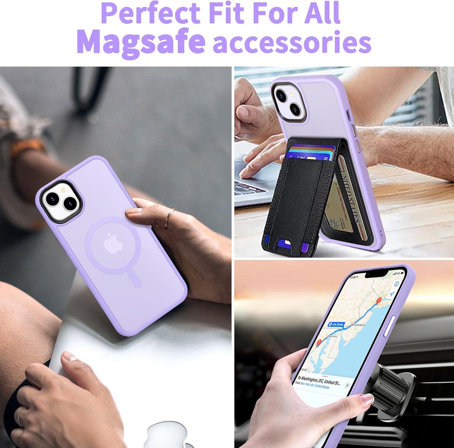 imageCACOE Magnetic Case for iPhone 16 61 inch Compatible with MagSafe Thin Slim Fit AntiFingerprint Shockproof Bumper TPU Protective Cover for Women Men GirlsMatte BlackLight Purple