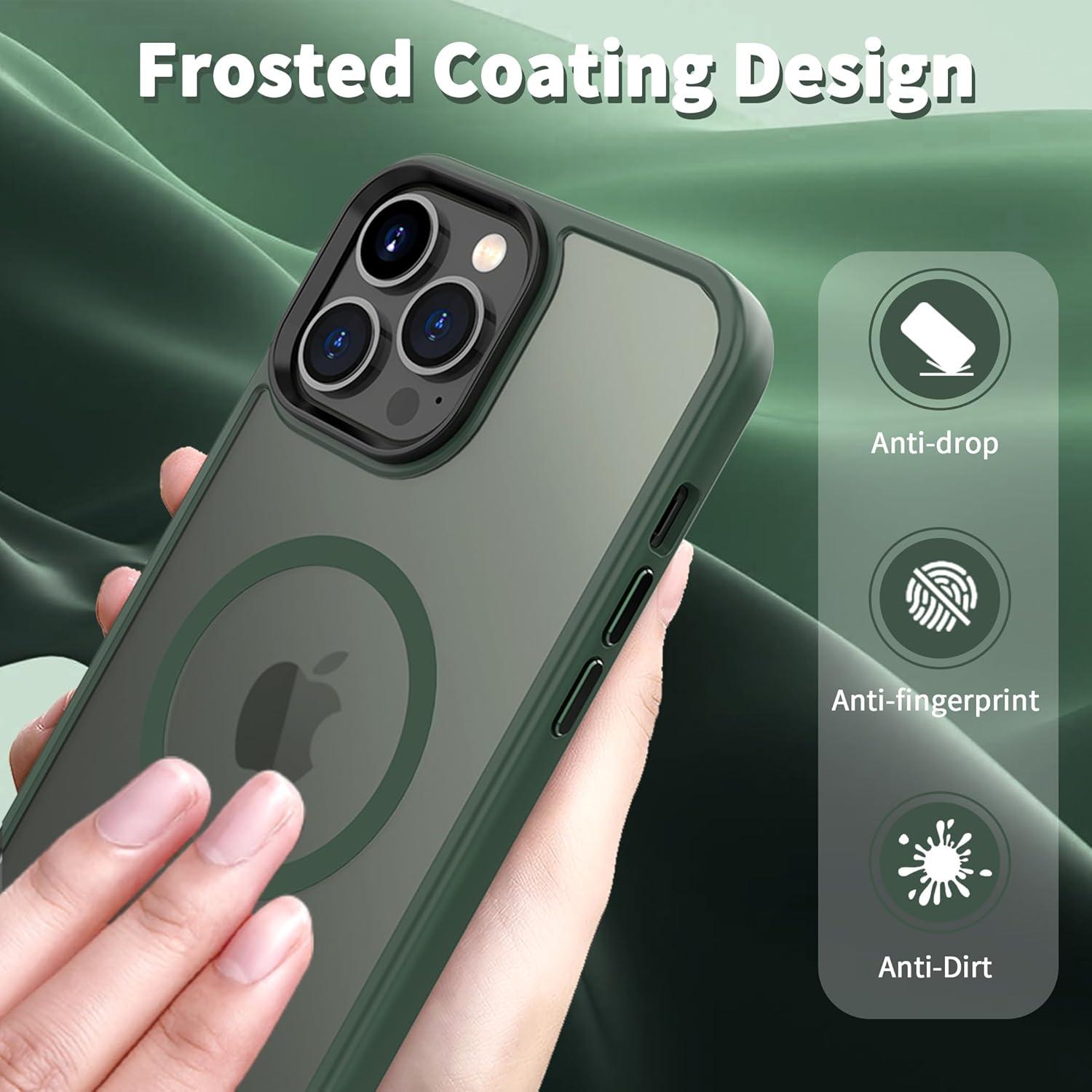 imageCACOE Magnetic Case for iPhone 16 61 inch Compatible with MagSafe Thin Slim Fit AntiFingerprint Shockproof Bumper TPU Protective Cover for Women Men GirlsMatte BlackDark Green