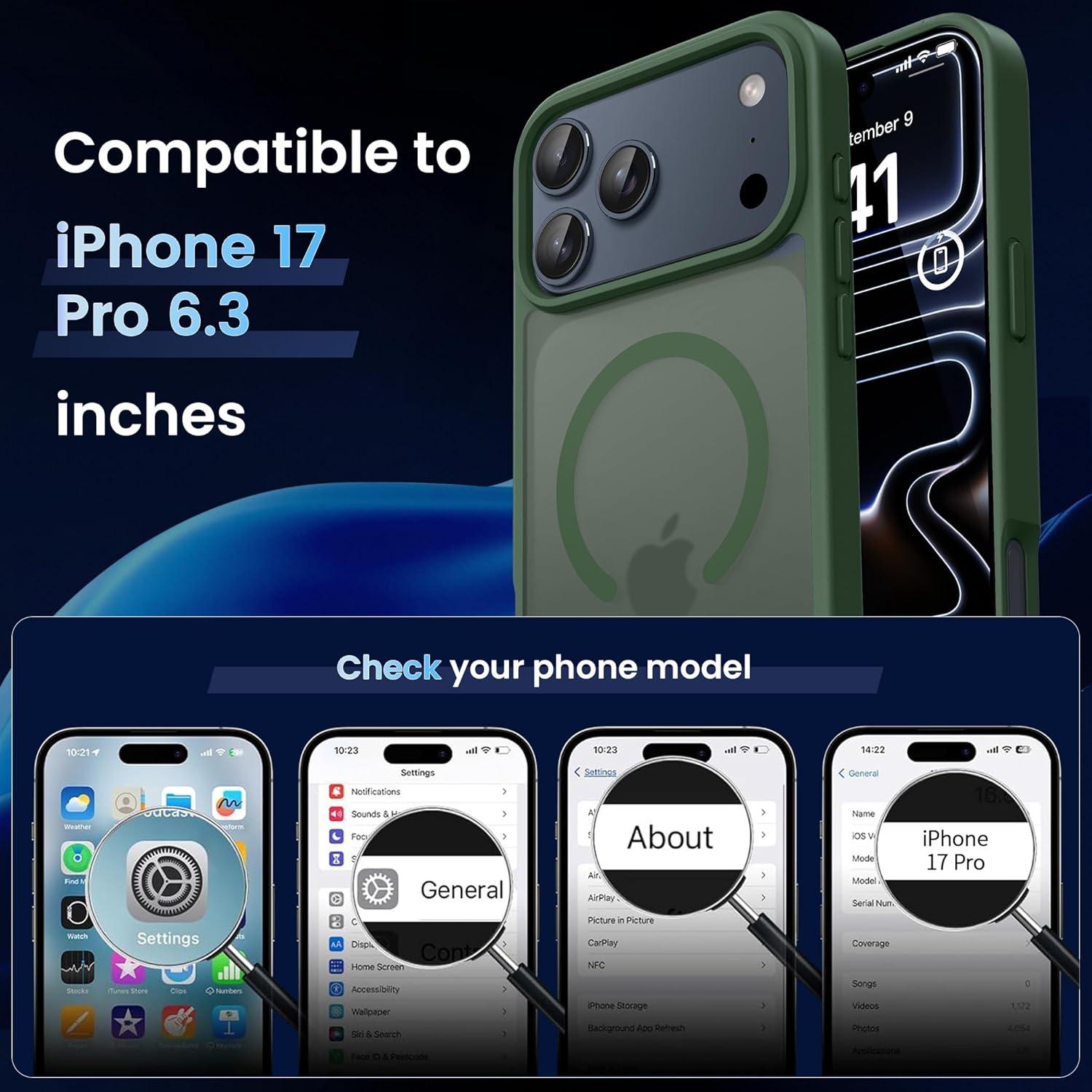 imageCACOE Magnetic Case for iPhone 16 61 inch Compatible with MagSafe Thin Slim Fit AntiFingerprint Shockproof Bumper TPU Protective Cover for Women Men GirlsMatte BlackDark Green