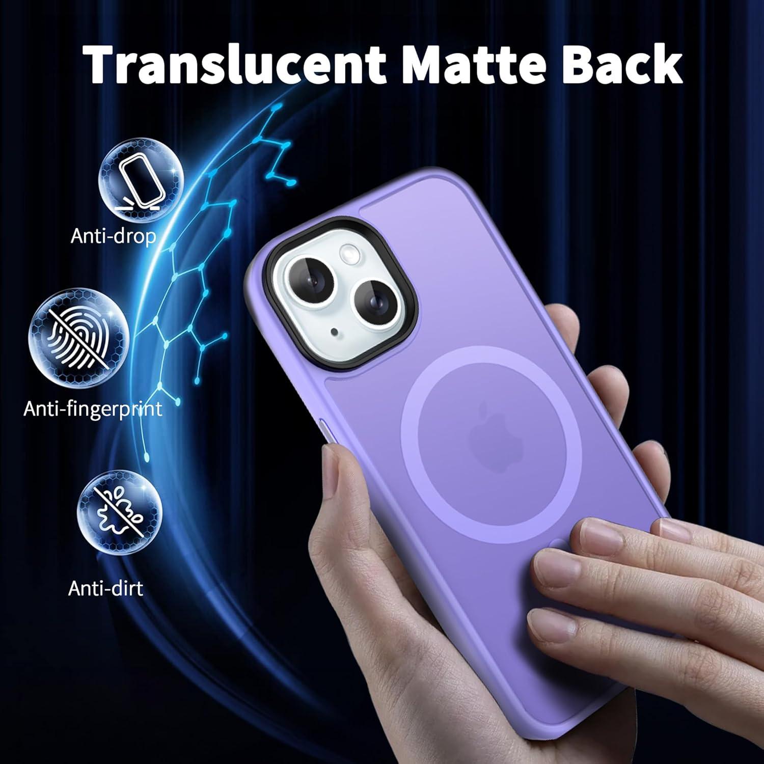 imageCACOE Magnetic Case for iPhone 16 61 inch Compatible with MagSafe Thin Slim Fit AntiFingerprint Shockproof Bumper TPU Protective Cover for Women Men GirlsMatte BlackLight Purple