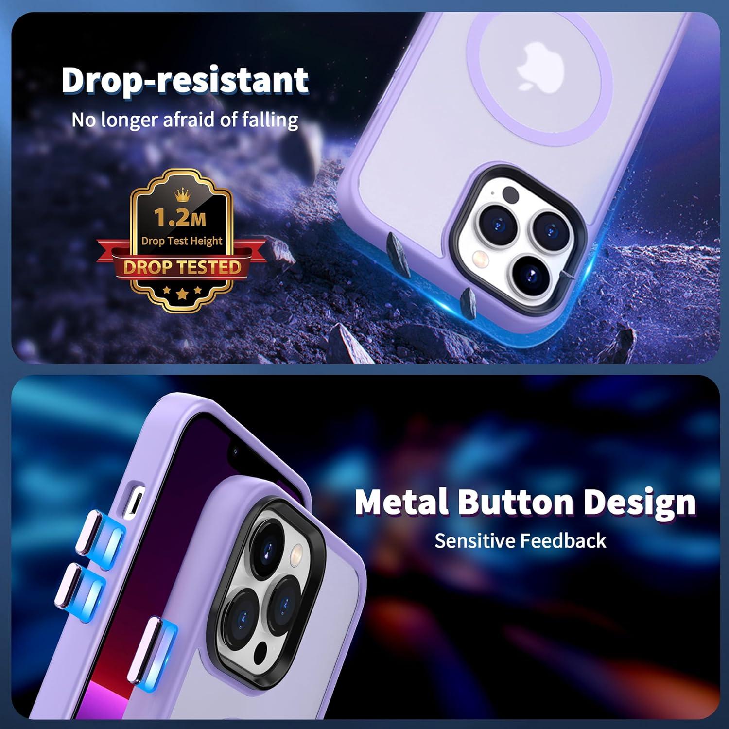 imageCACOE Magnetic Case for iPhone 16 61 inch Compatible with MagSafe Thin Slim Fit AntiFingerprint Shockproof Bumper TPU Protective Cover for Women Men GirlsMatte BlackLight Purple