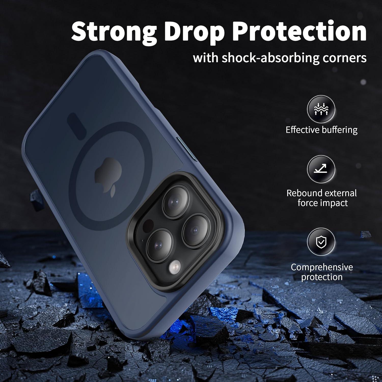 imageCACOE Magnetic Case for iPhone 16 61 inch Compatible with MagSafe Thin Slim Fit AntiFingerprint Shockproof Bumper TPU Protective Cover for Women Men GirlsMatte BlackDark Blue