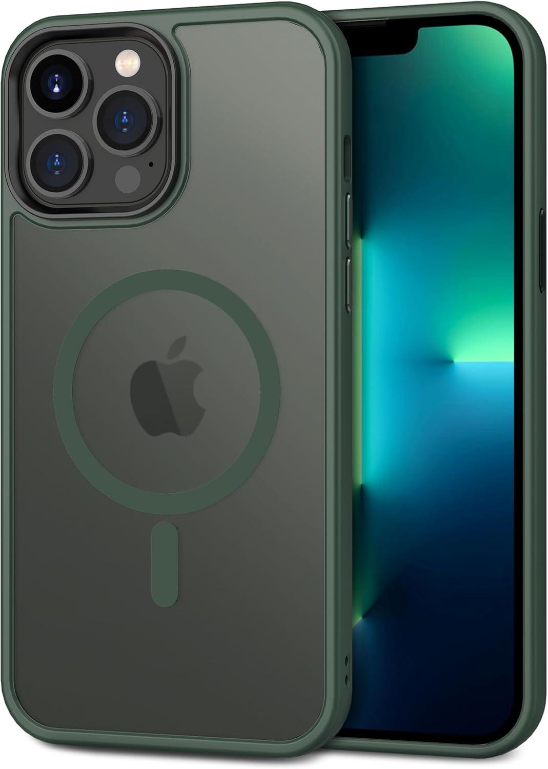 imageCACOE Magnetic Case for iPhone 16 61 inch Compatible with MagSafe Thin Slim Fit AntiFingerprint Shockproof Bumper TPU Protective Cover for Women Men GirlsMatte BlackDark Green