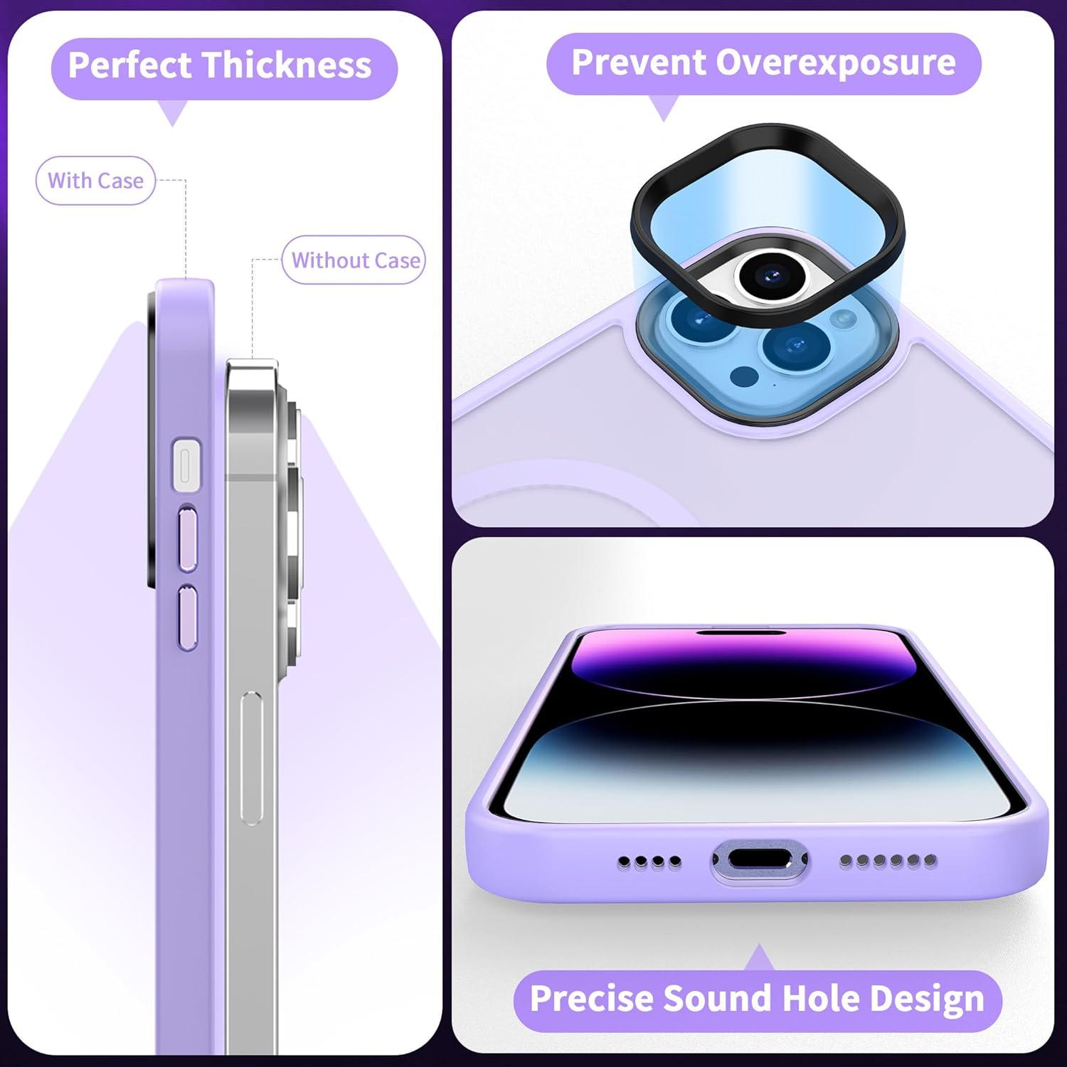 imageCACOE Magnetic Case for iPhone 16 61 inch Compatible with MagSafe Thin Slim Fit AntiFingerprint Shockproof Bumper TPU Protective Cover for Women Men GirlsMatte BlackLight Purple