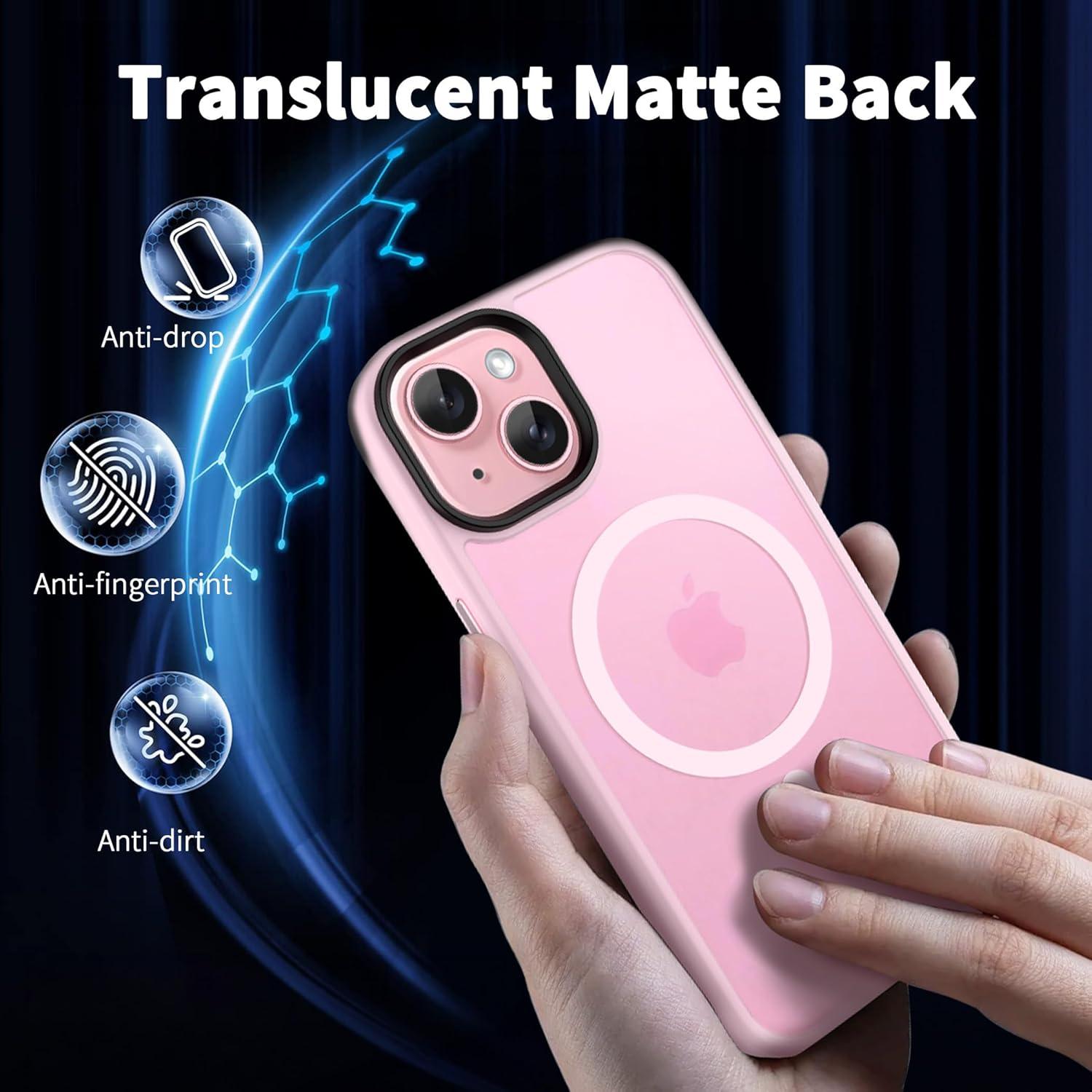 imageCACOE Magnetic Case for iPhone 16 61 inch Compatible with MagSafe Thin Slim Fit AntiFingerprint Shockproof Bumper TPU Protective Cover for Women Men GirlsMatte BlackPink