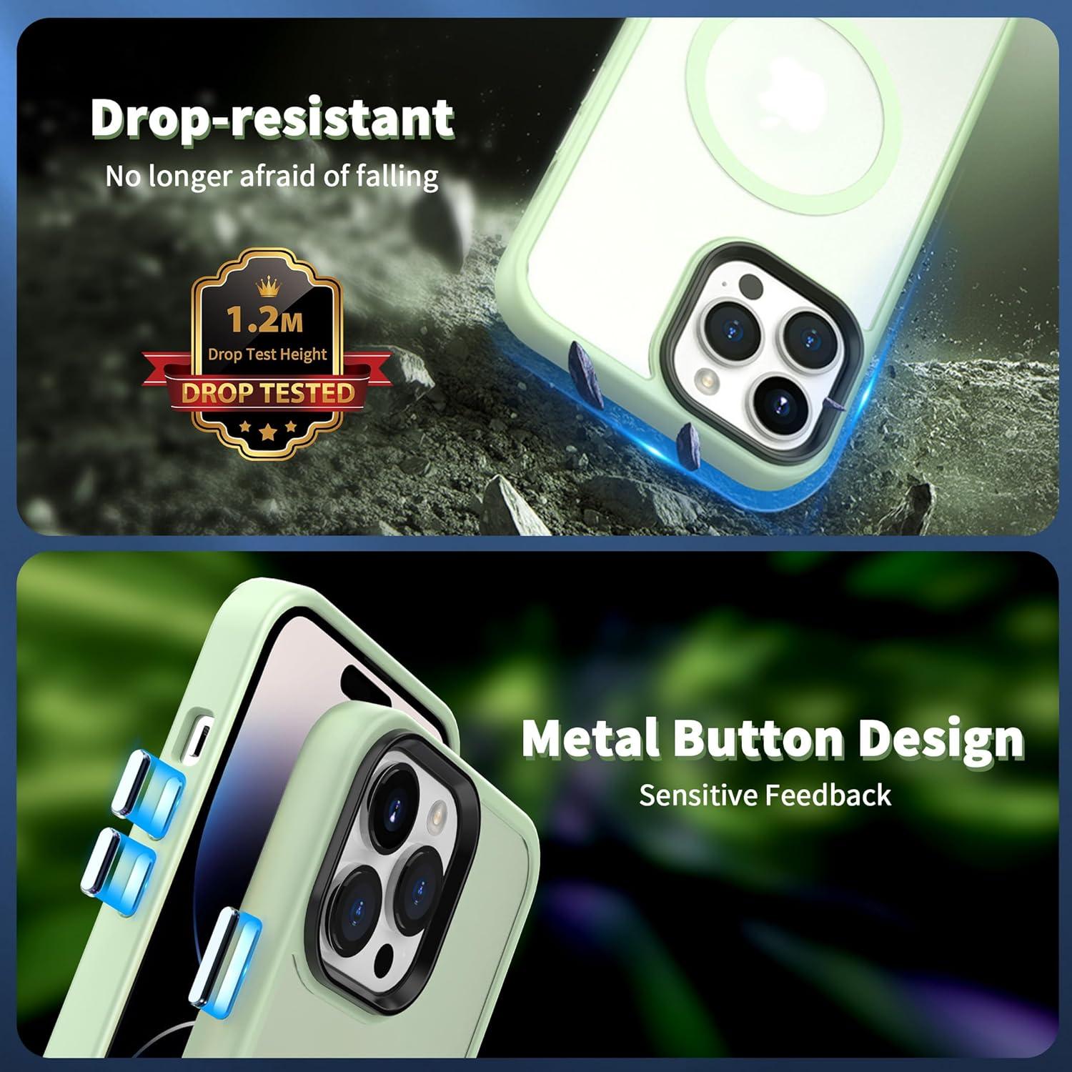 imageCACOE Magnetic Case for iPhone 16 61 inch Compatible with MagSafe Thin Slim Fit AntiFingerprint Shockproof Bumper TPU Protective Cover for Women Men GirlsMatte BlackLight Green