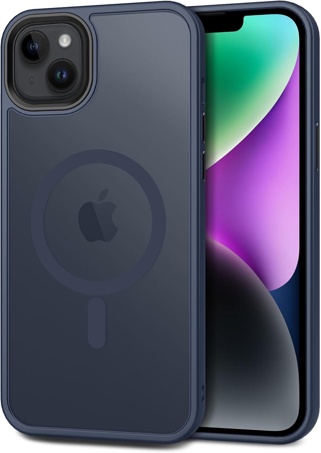 imageCACOE Magnetic Case for iPhone 16 61 inch Compatible with MagSafe Thin Slim Fit AntiFingerprint Shockproof Bumper TPU Protective Cover for Women Men GirlsMatte BlackDark Blue