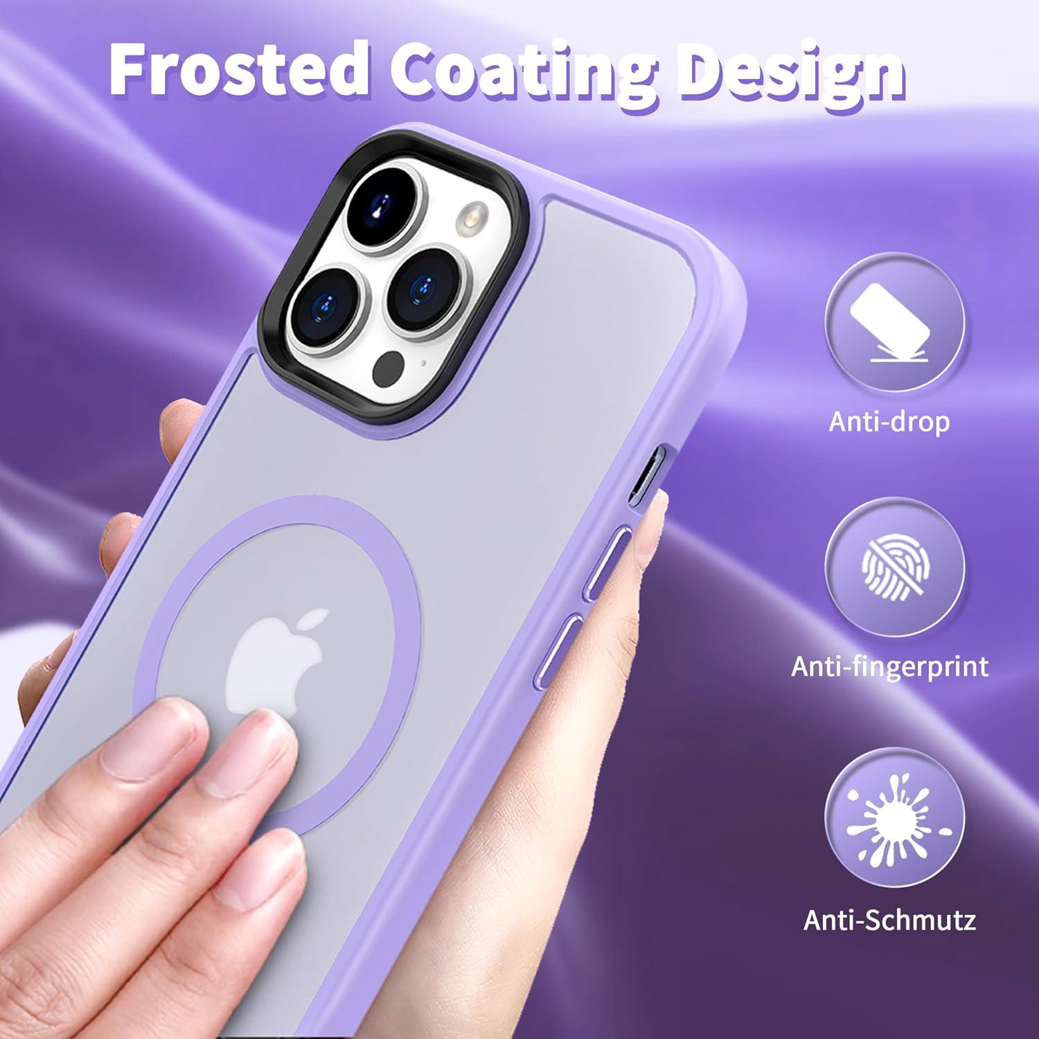 imageCACOE Magnetic Case for iPhone 16 61 inch Compatible with MagSafe Thin Slim Fit AntiFingerprint Shockproof Bumper TPU Protective Cover for Women Men GirlsMatte BlackLight Purple