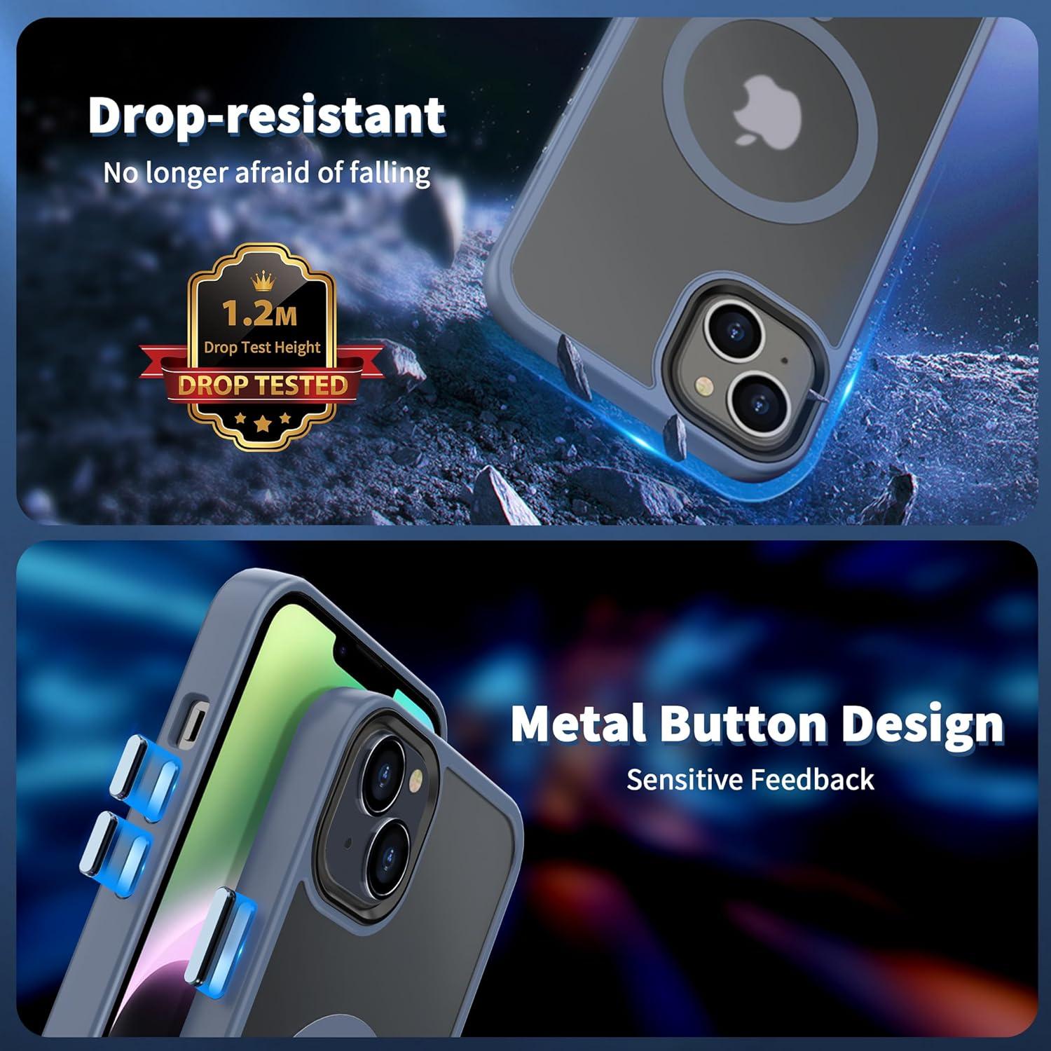 imageCACOE Magnetic Case for iPhone 16 61 inch Compatible with MagSafe Thin Slim Fit AntiFingerprint Shockproof Bumper TPU Protective Cover for Women Men GirlsMatte BlackLight Blue