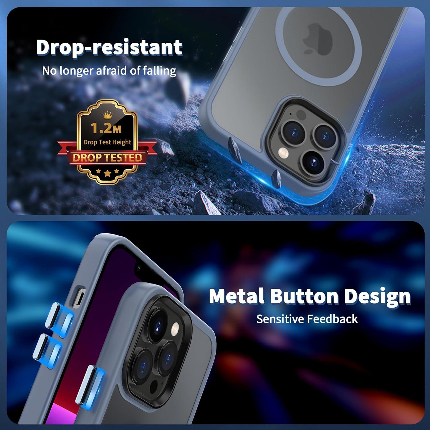 imageCACOE Magnetic Case for iPhone 16 61 inch Compatible with MagSafe Thin Slim Fit AntiFingerprint Shockproof Bumper TPU Protective Cover for Women Men GirlsMatte BlackLight Blue