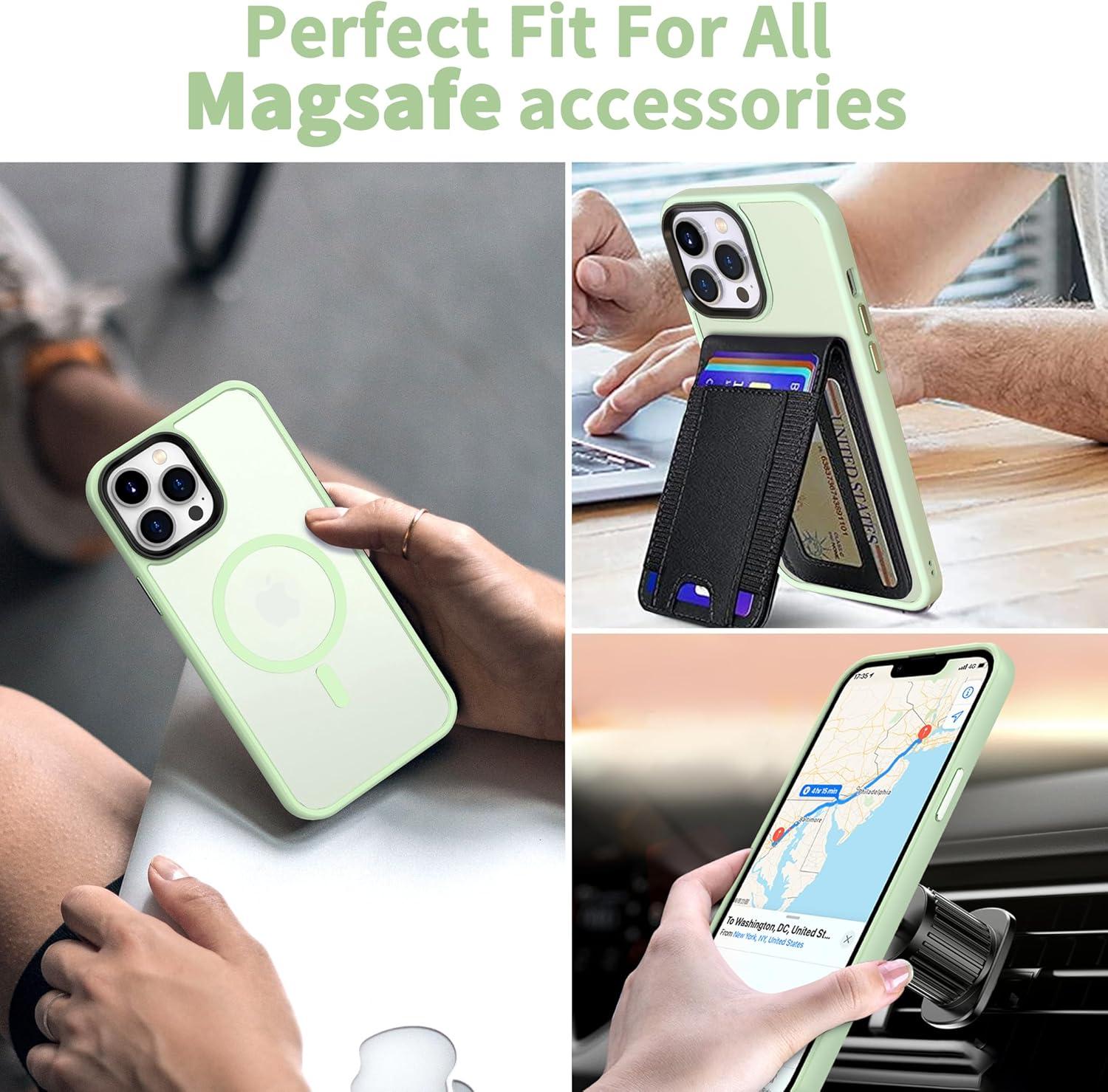 imageCACOE Magnetic Case for iPhone 16 61 inch Compatible with MagSafe Thin Slim Fit AntiFingerprint Shockproof Bumper TPU Protective Cover for Women Men GirlsMatte BlackLight Green