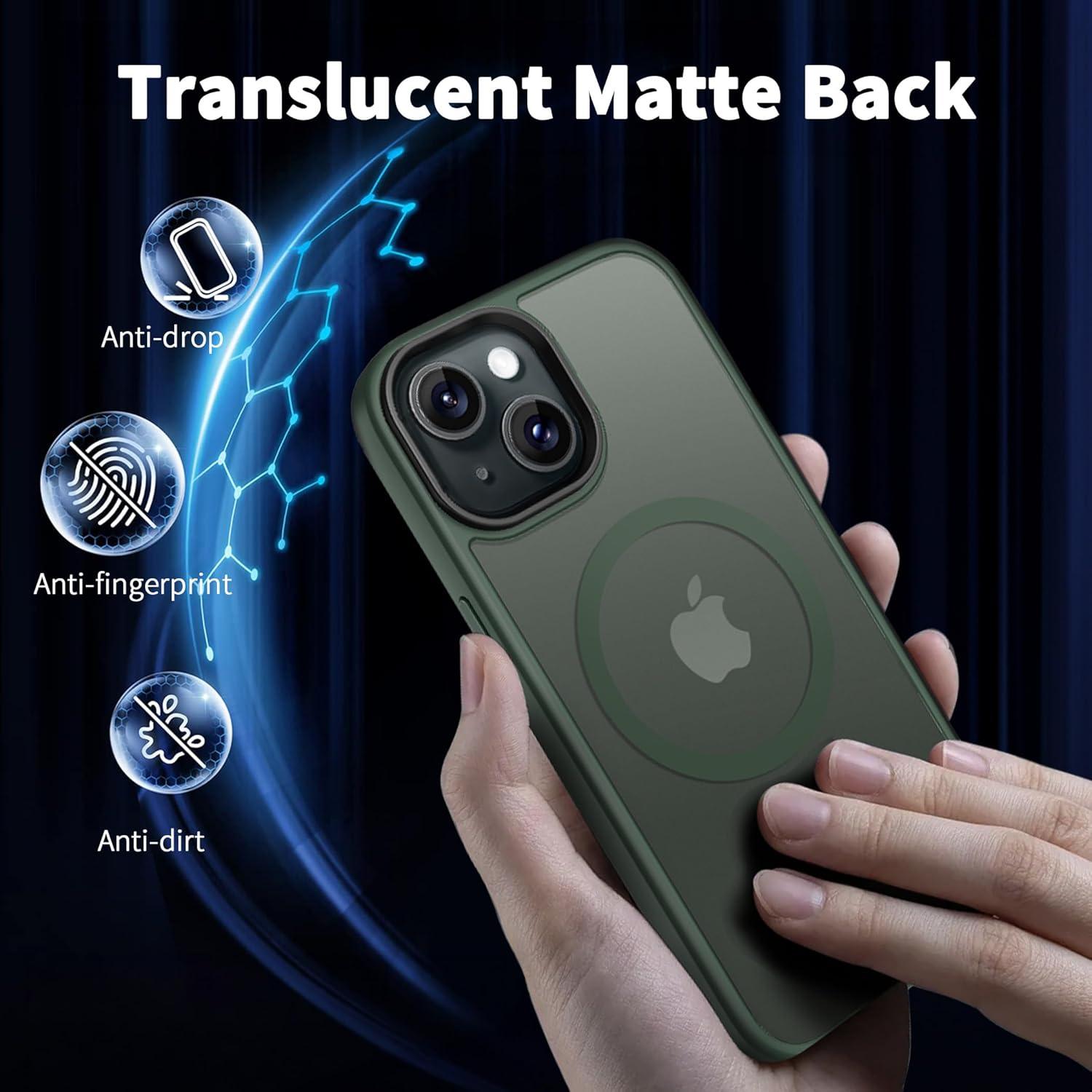 imageCACOE Magnetic Case for iPhone 16 61 inch Compatible with MagSafe Thin Slim Fit AntiFingerprint Shockproof Bumper TPU Protective Cover for Women Men GirlsMatte BlackDark Green