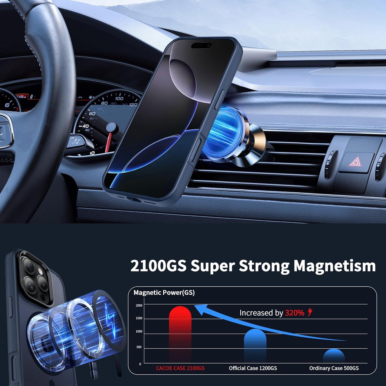 imageCACOE Magnetic Case for iPhone 16 61 inch Compatible with MagSafe Thin Slim Fit AntiFingerprint Shockproof Bumper TPU Protective Cover for Women Men GirlsMatte BlackDark Blue