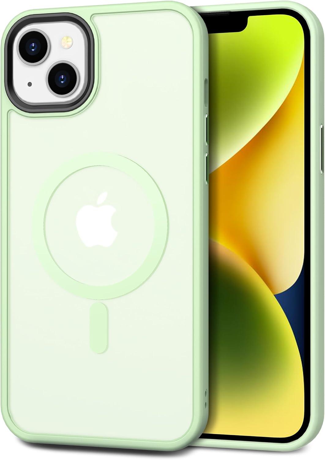 imageCACOE Magnetic Case for iPhone 16 61 inch Compatible with MagSafe Thin Slim Fit AntiFingerprint Shockproof Bumper TPU Protective Cover for Women Men GirlsMatte BlackLight Green