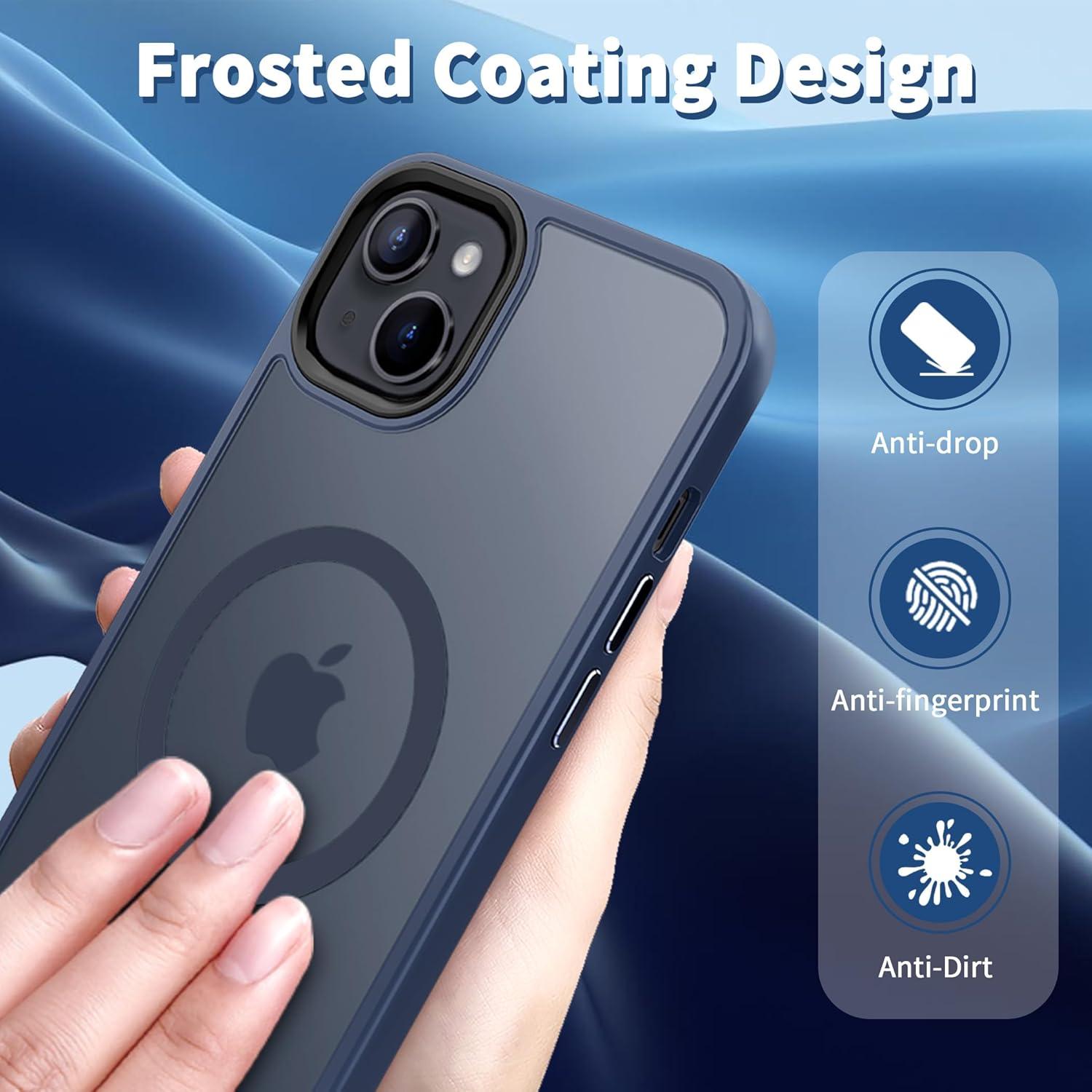 imageCACOE Magnetic Case for iPhone 16 61 inch Compatible with MagSafe Thin Slim Fit AntiFingerprint Shockproof Bumper TPU Protective Cover for Women Men GirlsMatte BlackDark Blue