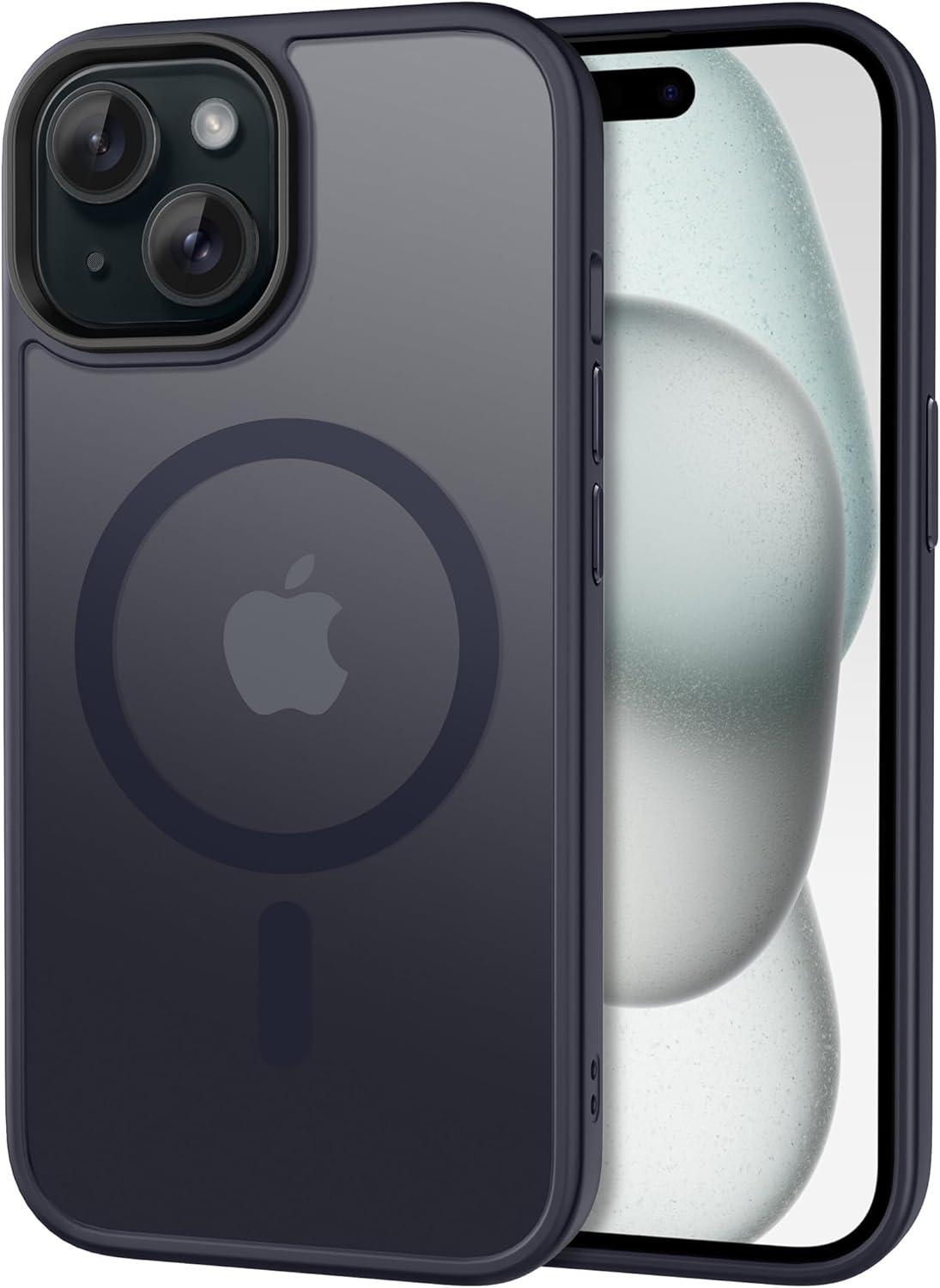 imageCACOE Magnetic Case for iPhone 16 61 inch Compatible with MagSafe Thin Slim Fit AntiFingerprint Shockproof Bumper TPU Protective Cover for Women Men GirlsMatte BlackDark Blue