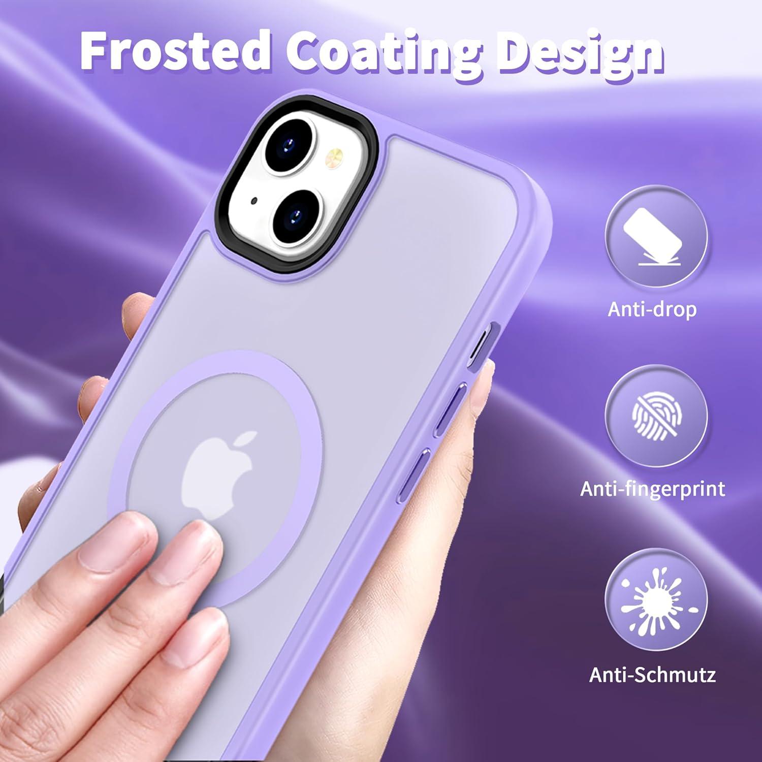 imageCACOE Magnetic Case for iPhone 16 61 inch Compatible with MagSafe Thin Slim Fit AntiFingerprint Shockproof Bumper TPU Protective Cover for Women Men GirlsMatte BlackLight Purple