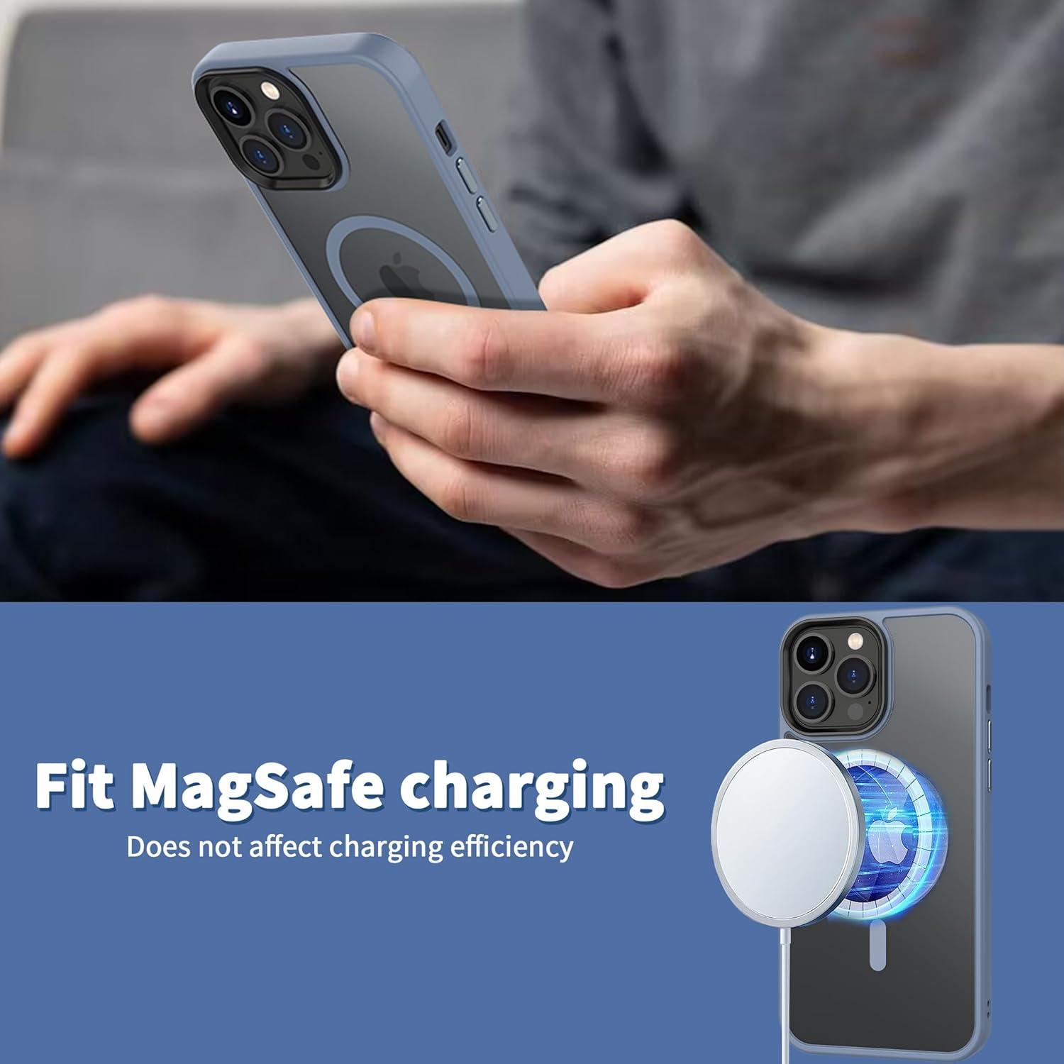imageCACOE Magnetic Case for iPhone 16 61 inch Compatible with MagSafe Thin Slim Fit AntiFingerprint Shockproof Bumper TPU Protective Cover for Women Men GirlsMatte BlackLight Blue