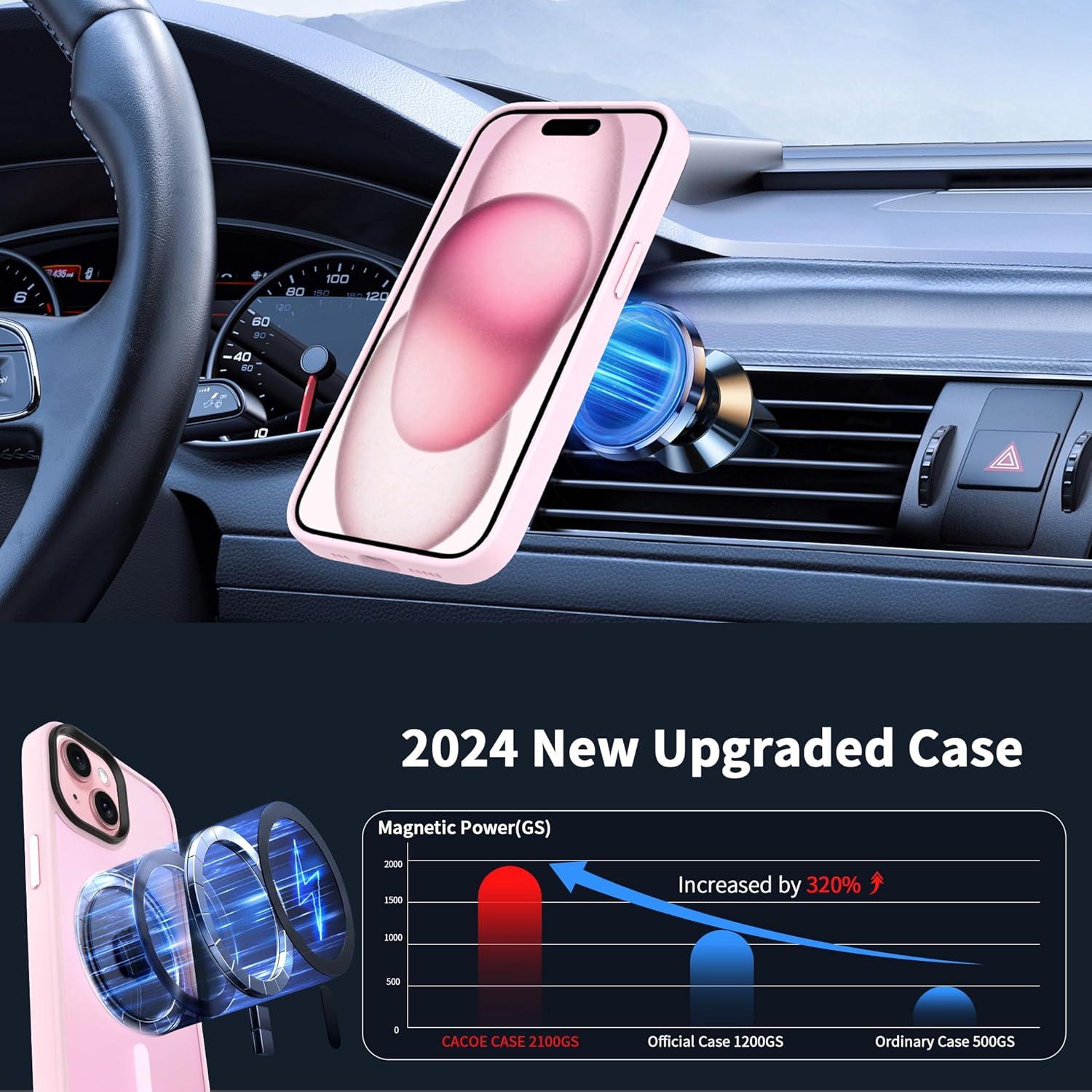 imageCACOE Magnetic Case for iPhone 16 61 inch Compatible with MagSafe Thin Slim Fit AntiFingerprint Shockproof Bumper TPU Protective Cover for Women Men GirlsMatte BlackPink