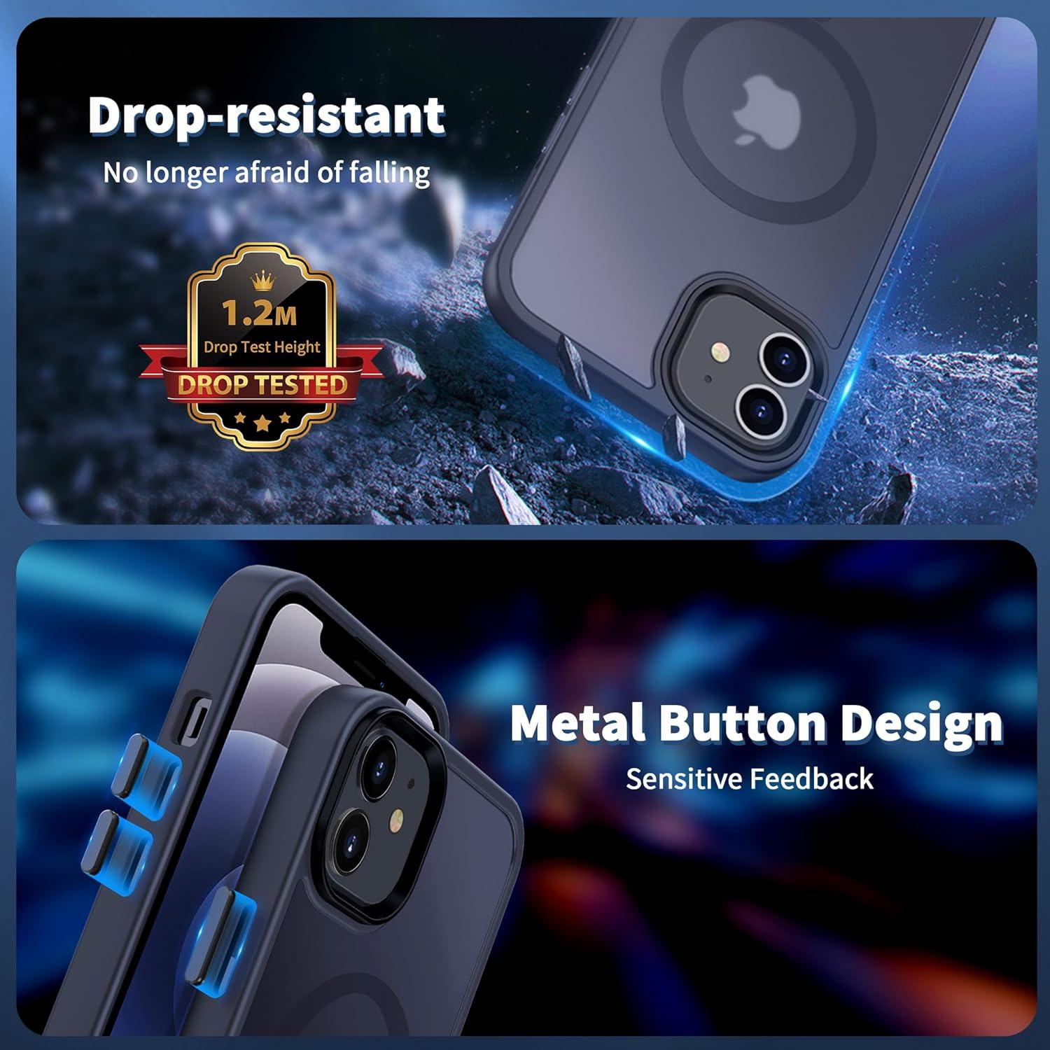 imageCACOE Magnetic Case for iPhone 16 61 inch Compatible with MagSafe Thin Slim Fit AntiFingerprint Shockproof Bumper TPU Protective Cover for Women Men GirlsMatte BlackDark Blue