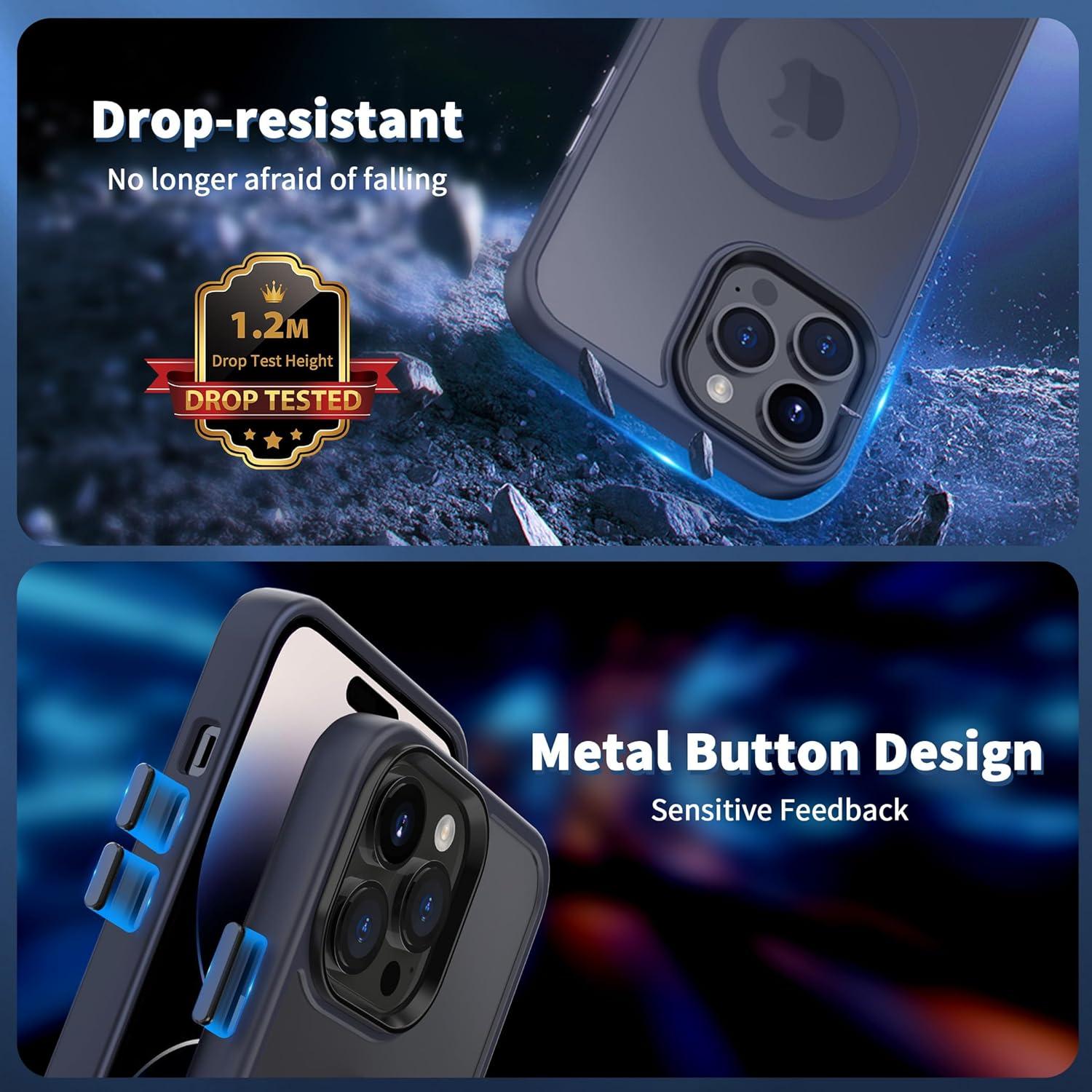 imageCACOE Magnetic Case for iPhone 16 61 inch Compatible with MagSafe Thin Slim Fit AntiFingerprint Shockproof Bumper TPU Protective Cover for Women Men GirlsMatte BlackDark Blue