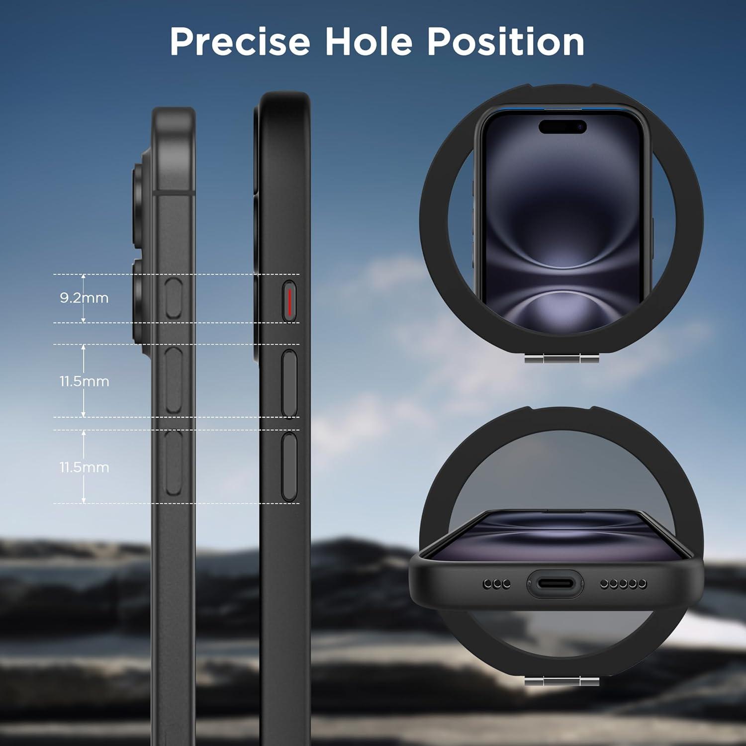 imageCACOE Magnetic Case for iPhone 16 61 inch with 360 Rotatable Ring Stand Compatible with MagSafe Car Phone Mount Cases Cover Phone Holder for Desk MeetingVideosMatte BlackMatte Black