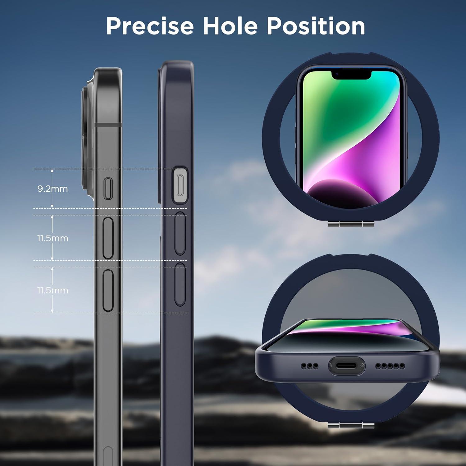 imageCACOE Magnetic Case for iPhone 16 61 inch with 360 Rotatable Ring Stand Compatible with MagSafe Car Phone Mount Cases Cover Phone Holder for Desk MeetingVideosMatte BlackDark Blue