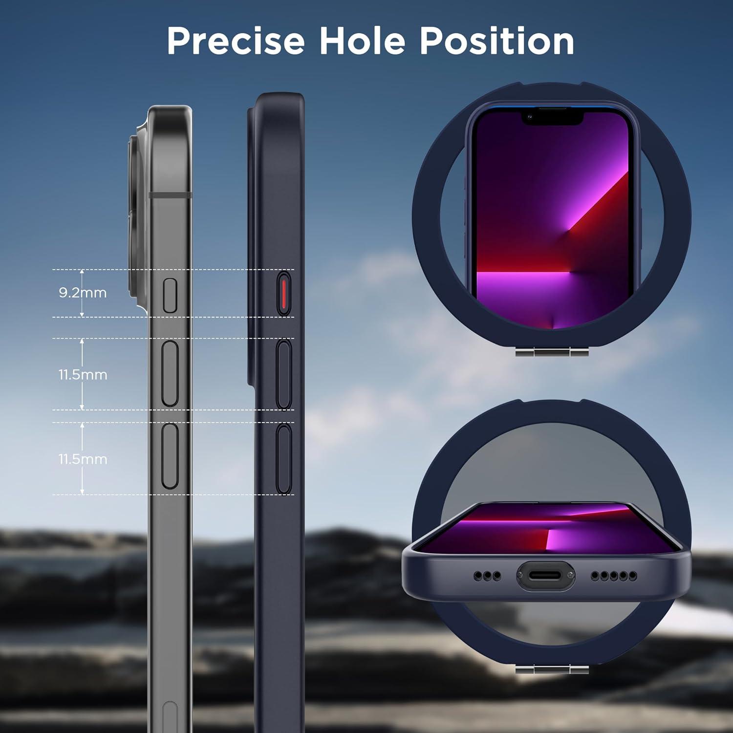 imageCACOE Magnetic Case for iPhone 16 61 inch with 360 Rotatable Ring Stand Compatible with MagSafe Car Phone Mount Cases Cover Phone Holder for Desk MeetingVideosMatte BlackDark Blue