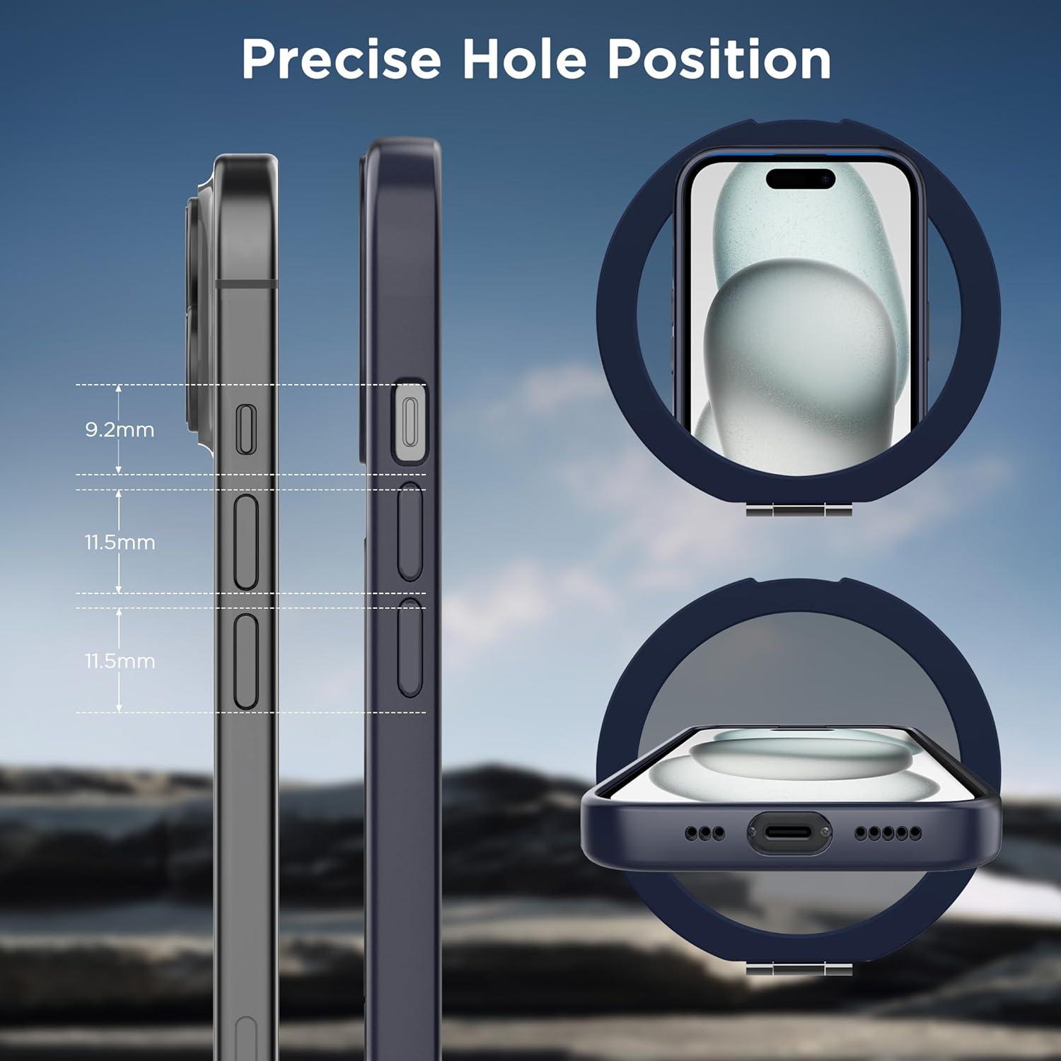 imageCACOE Magnetic Case for iPhone 16 61 inch with 360 Rotatable Ring Stand Compatible with MagSafe Car Phone Mount Cases Cover Phone Holder for Desk MeetingVideosMatte BlackDark Blue