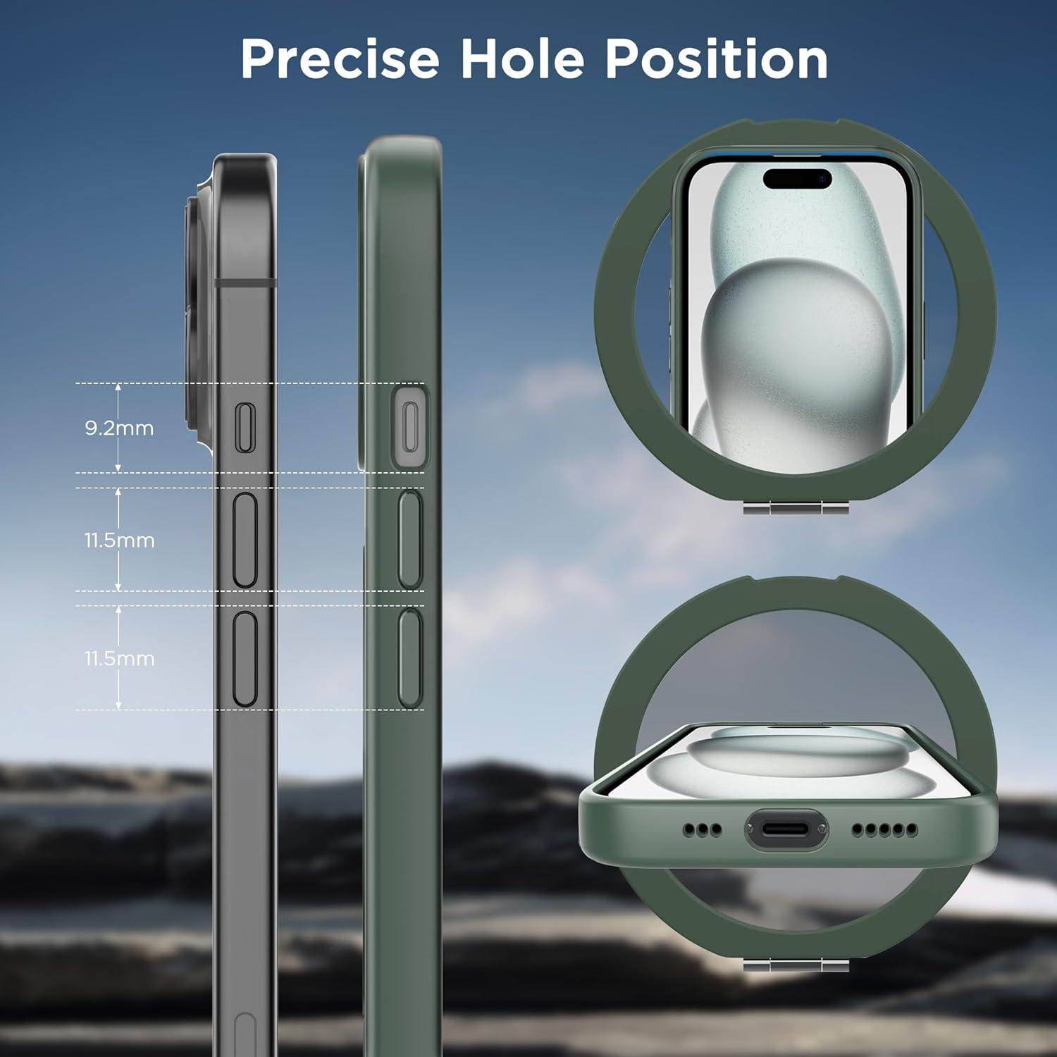 imageCACOE Magnetic Case for iPhone 16 61 inch with 360 Rotatable Ring Stand Compatible with MagSafe Car Phone Mount Cases Cover Phone Holder for Desk MeetingVideosMatte BlackDark Green