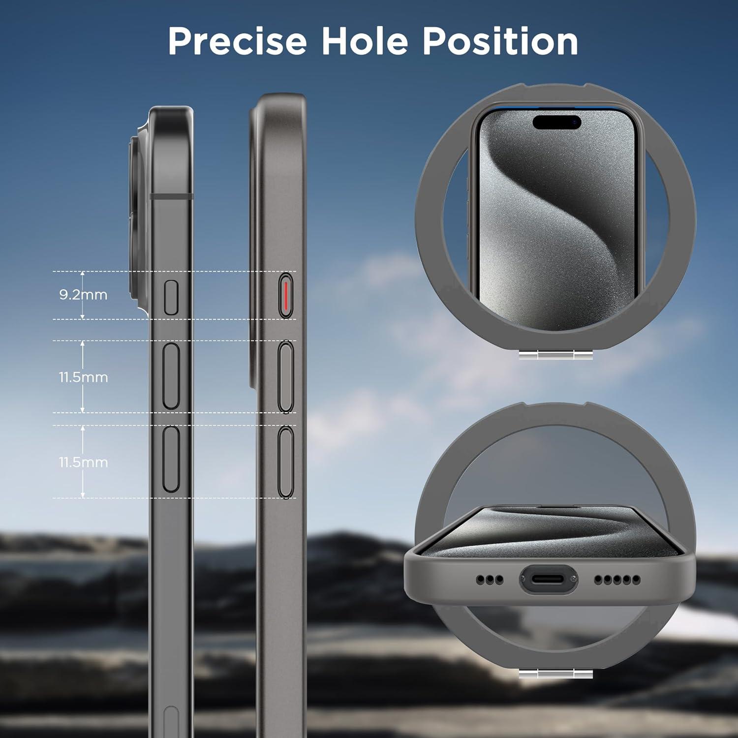 imageCACOE Magnetic Case for iPhone 16 61 inch with 360 Rotatable Ring Stand Compatible with MagSafe Car Phone Mount Cases Cover Phone Holder for Desk MeetingVideosMatte BlackLight Gray