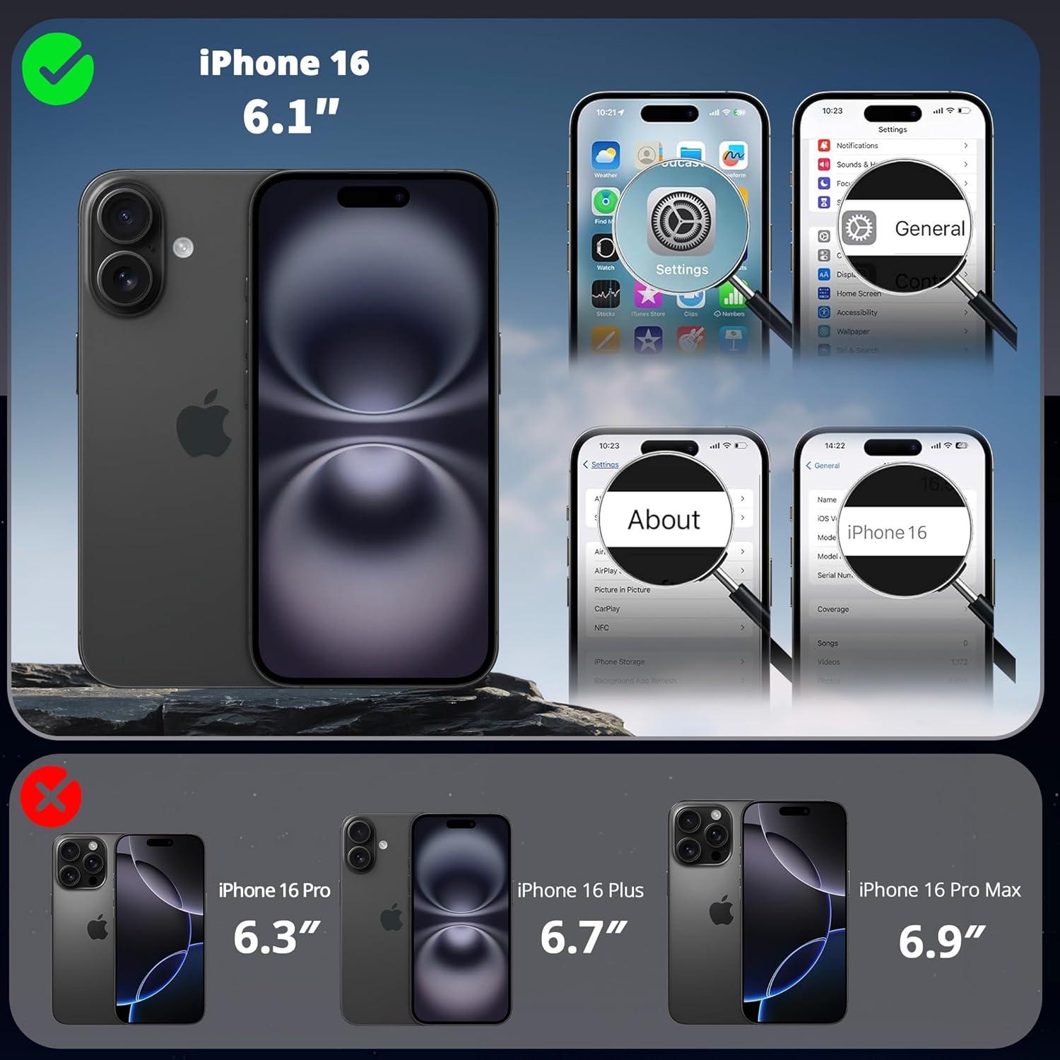 imageCACOE Magnetic Case for iPhone 16 61 inch with 360 Rotatable Ring Stand Compatible with MagSafe Car Phone Mount Cases Cover Phone Holder for Desk MeetingVideosMatte BlackDark Green