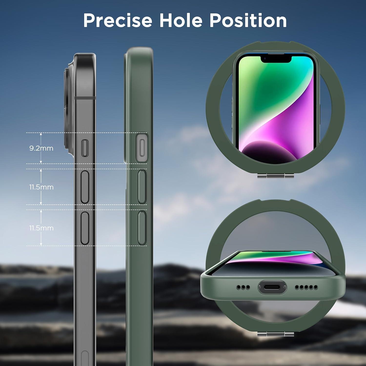 imageCACOE Magnetic Case for iPhone 16 61 inch with 360 Rotatable Ring Stand Compatible with MagSafe Car Phone Mount Cases Cover Phone Holder for Desk MeetingVideosMatte BlackDark Green