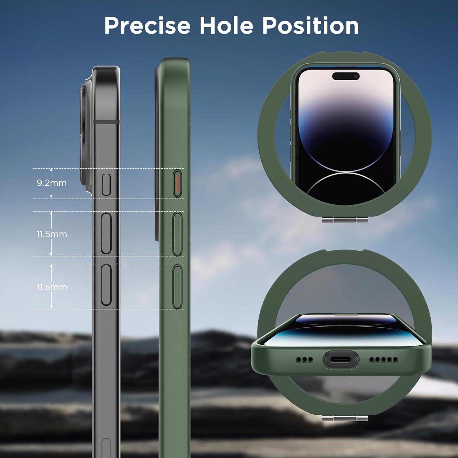 imageCACOE Magnetic Case for iPhone 16 61 inch with 360 Rotatable Ring Stand Compatible with MagSafe Car Phone Mount Cases Cover Phone Holder for Desk MeetingVideosMatte BlackDark Green