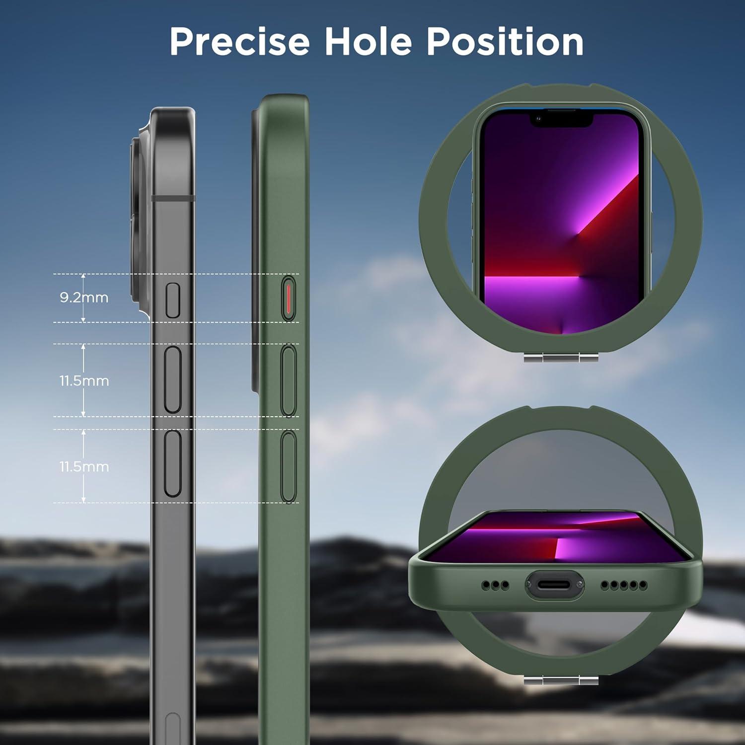 imageCACOE Magnetic Case for iPhone 16 61 inch with 360 Rotatable Ring Stand Compatible with MagSafe Car Phone Mount Cases Cover Phone Holder for Desk MeetingVideosMatte BlackDark Green