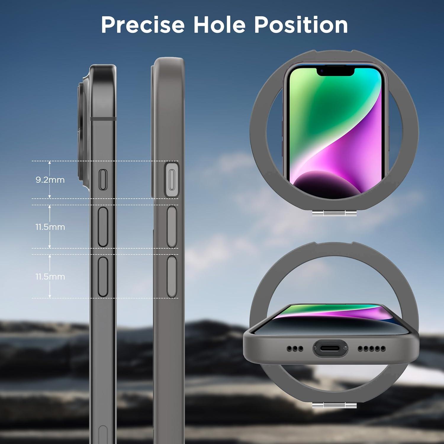 imageCACOE Magnetic Case for iPhone 16 61 inch with 360 Rotatable Ring Stand Compatible with MagSafe Car Phone Mount Cases Cover Phone Holder for Desk MeetingVideosMatte BlackLight Gray