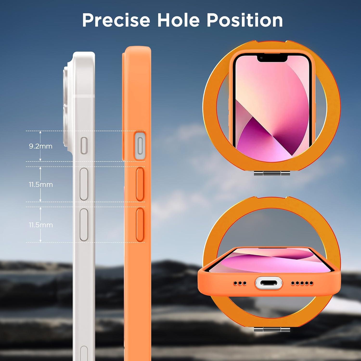 imageCACOE Magnetic Case for iPhone 16 61 inch with 360 Rotatable Ring Stand Compatible with MagSafe Car Phone Mount Cases Cover Phone Holder for Desk MeetingVideosMatte BlackOrange