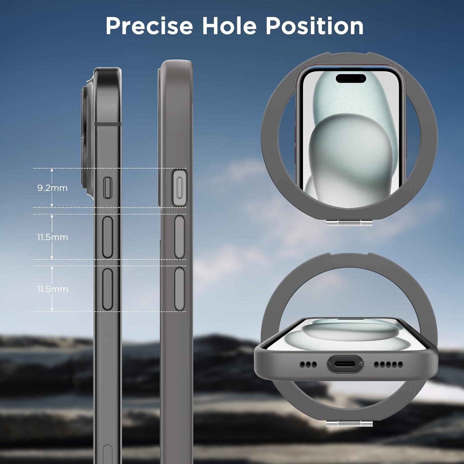 imageCACOE Magnetic Case for iPhone 16 61 inch with 360 Rotatable Ring Stand Compatible with MagSafe Car Phone Mount Cases Cover Phone Holder for Desk MeetingVideosMatte BlackLight Gray