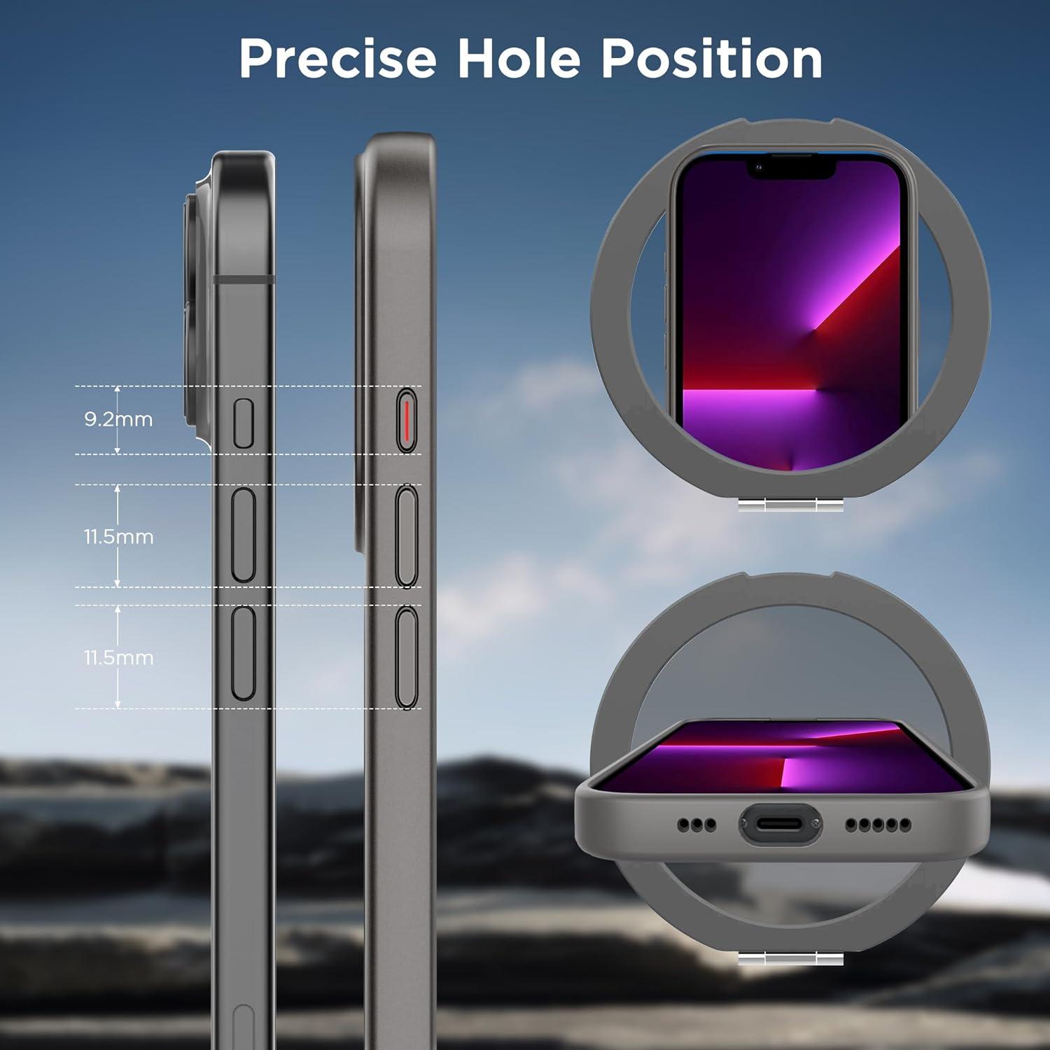 imageCACOE Magnetic Case for iPhone 16 61 inch with 360 Rotatable Ring Stand Compatible with MagSafe Car Phone Mount Cases Cover Phone Holder for Desk MeetingVideosMatte BlackLight Gray