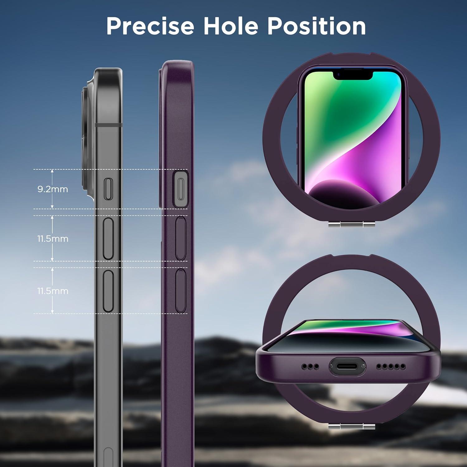 imageCACOE Magnetic Case for iPhone 16 61 inch with 360 Rotatable Ring Stand Compatible with MagSafe Car Phone Mount Cases Cover Phone Holder for Desk MeetingVideosMatte BlackDark Purple