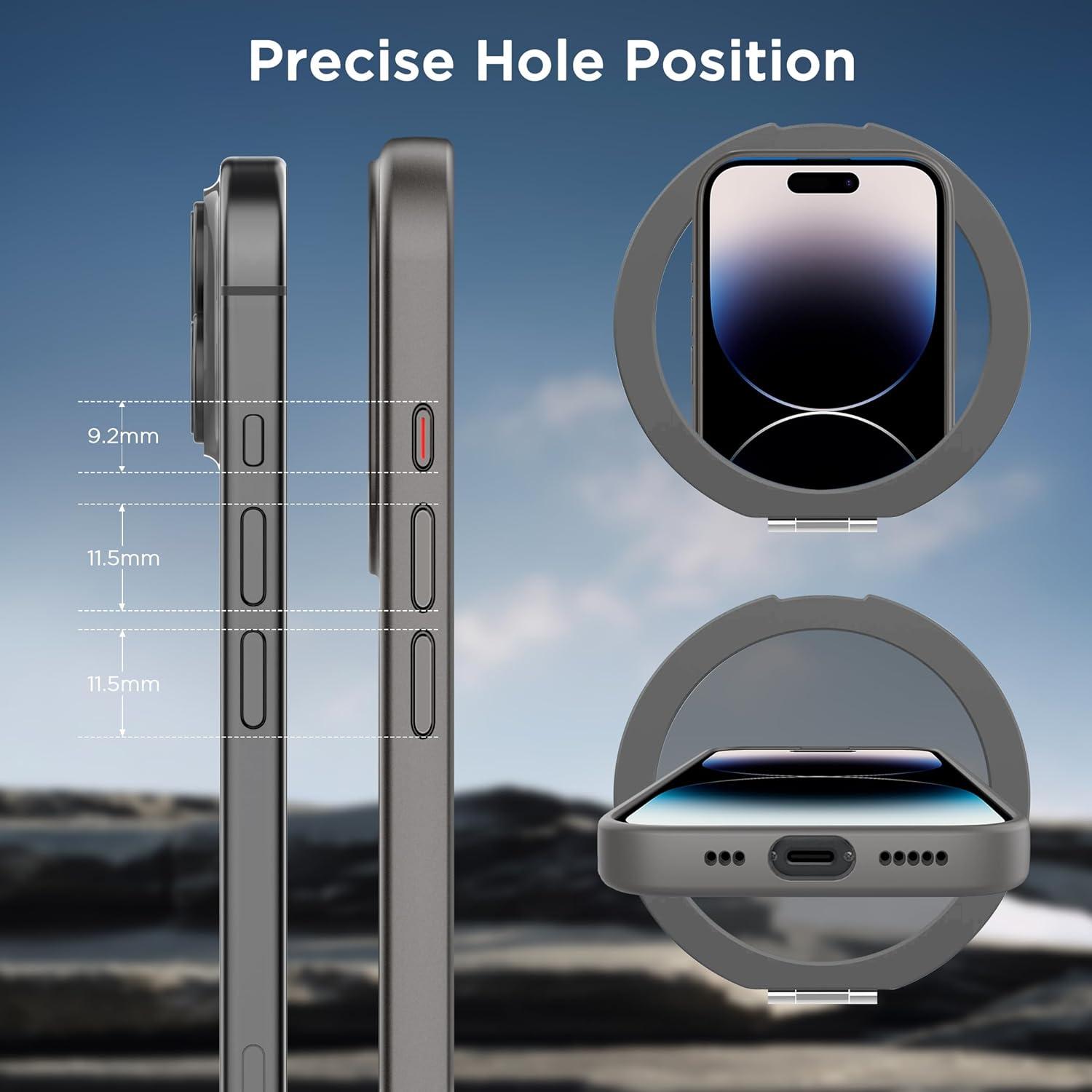 imageCACOE Magnetic Case for iPhone 16 61 inch with 360 Rotatable Ring Stand Compatible with MagSafe Car Phone Mount Cases Cover Phone Holder for Desk MeetingVideosMatte BlackLight Gray