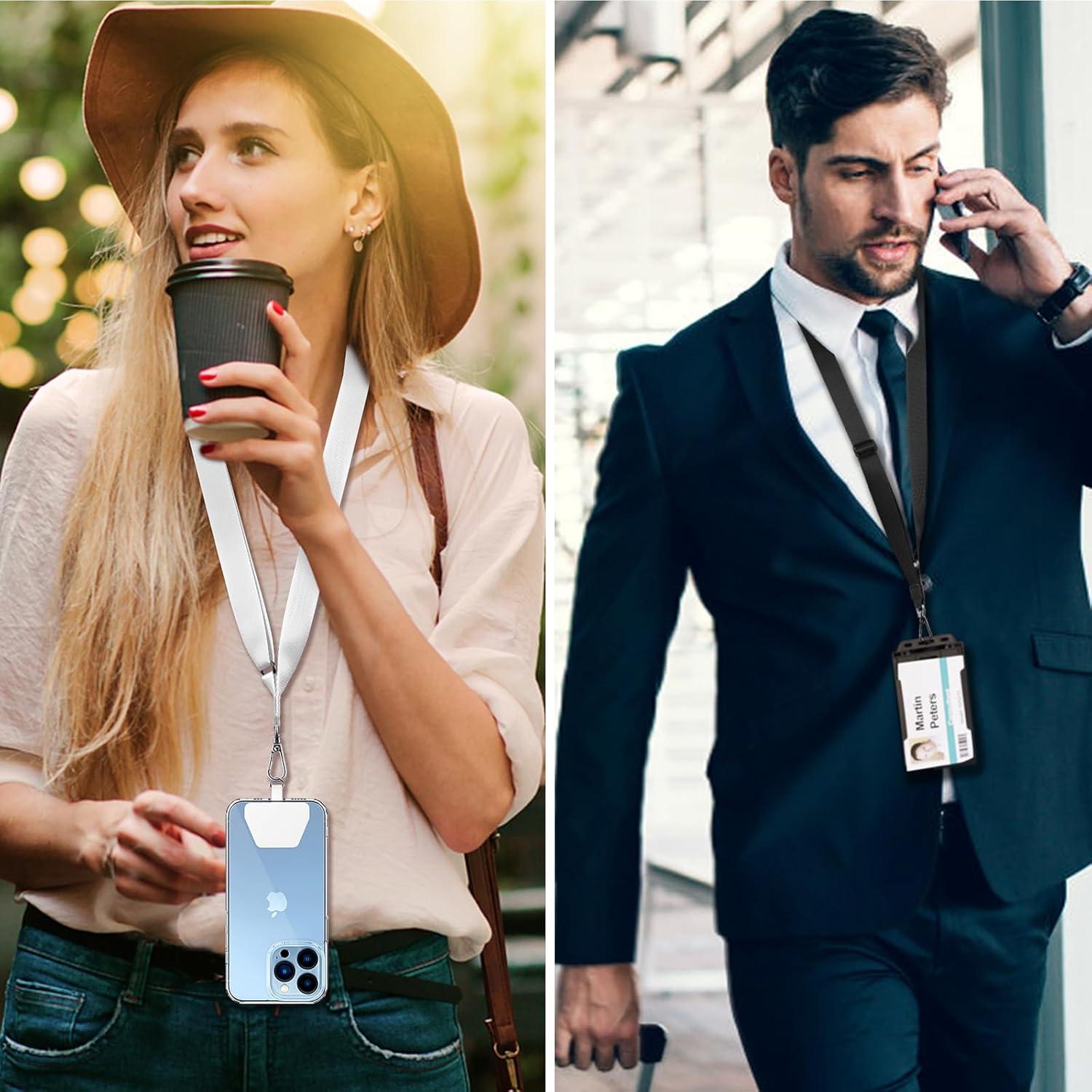 imageCACOE Phone Lanyard 2 Pack2 Adjustable Neck Strap2 Phone PatchesUniversal Cell Phone Multifuctional Patch Lanyards Compatible with Most SmartphonesBlackGrayBlackwhite