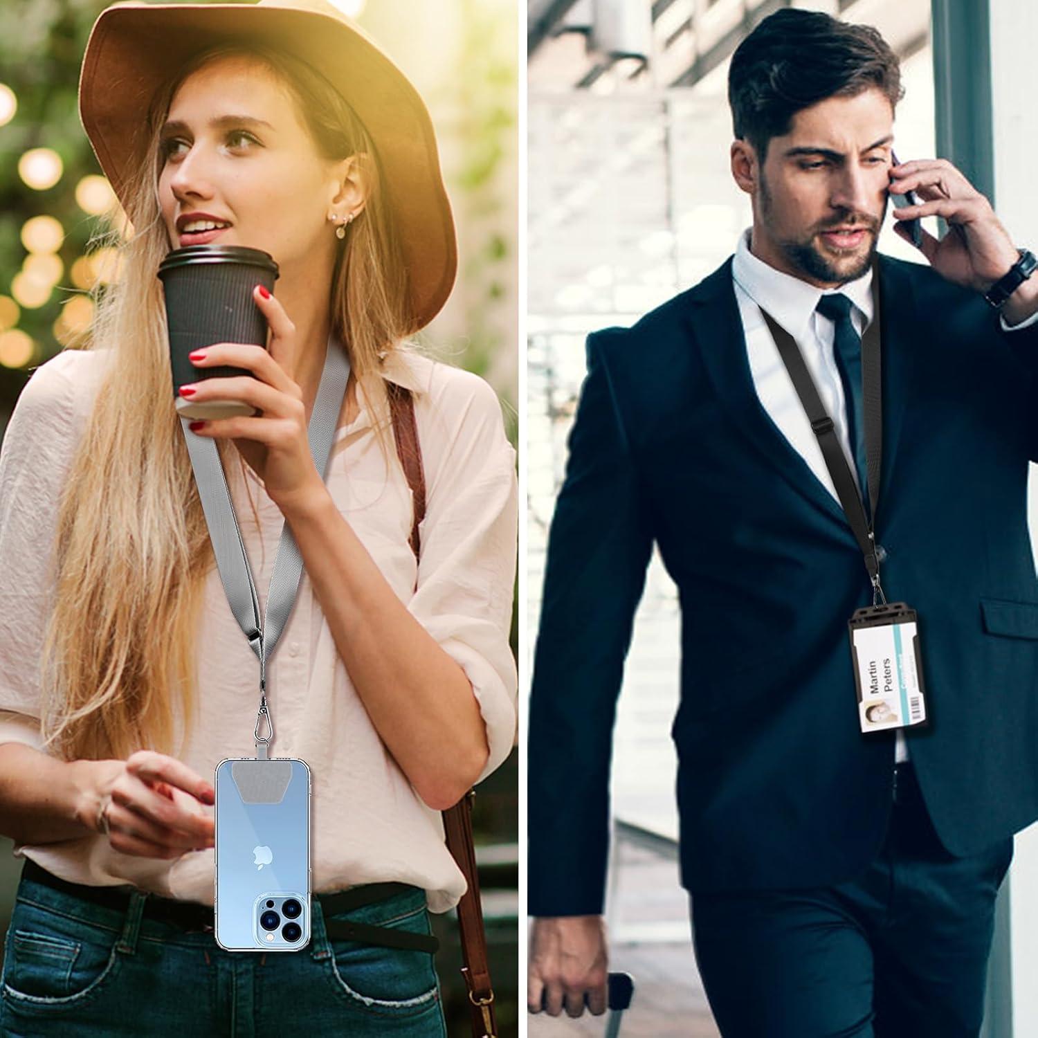 imageCACOE Phone Lanyard 2 Pack2 Adjustable Neck Strap2 Phone PatchesUniversal Cell Phone Multifuctional Patch Lanyards Compatible with Most SmartphonesBlackGrayBlackgray