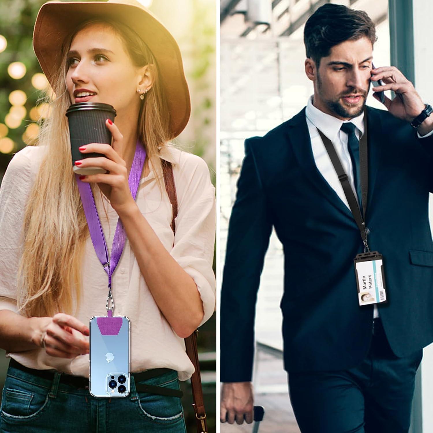imageCACOE Phone Lanyard 2 Pack2 Adjustable Neck Strap2 Phone PatchesUniversal Cell Phone Multifuctional Patch Lanyards Compatible with Most SmartphonesBlackGrayBlackpurple