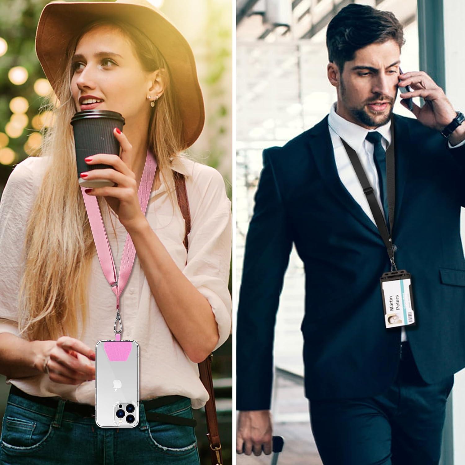 imageCACOE Phone Lanyard 2 Pack2 Adjustable Neck Strap2 Phone PatchesUniversal Cell Phone Multifuctional Patch Lanyards Compatible with Most SmartphonesBlackGrayBlackpink